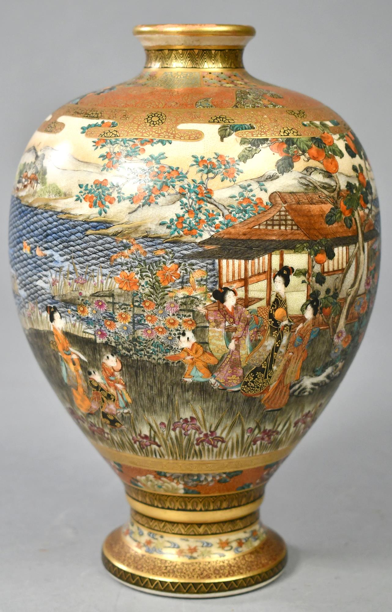 JAPANESE MEIJI SIGNED SATSUMA VASE. (1 of 9)