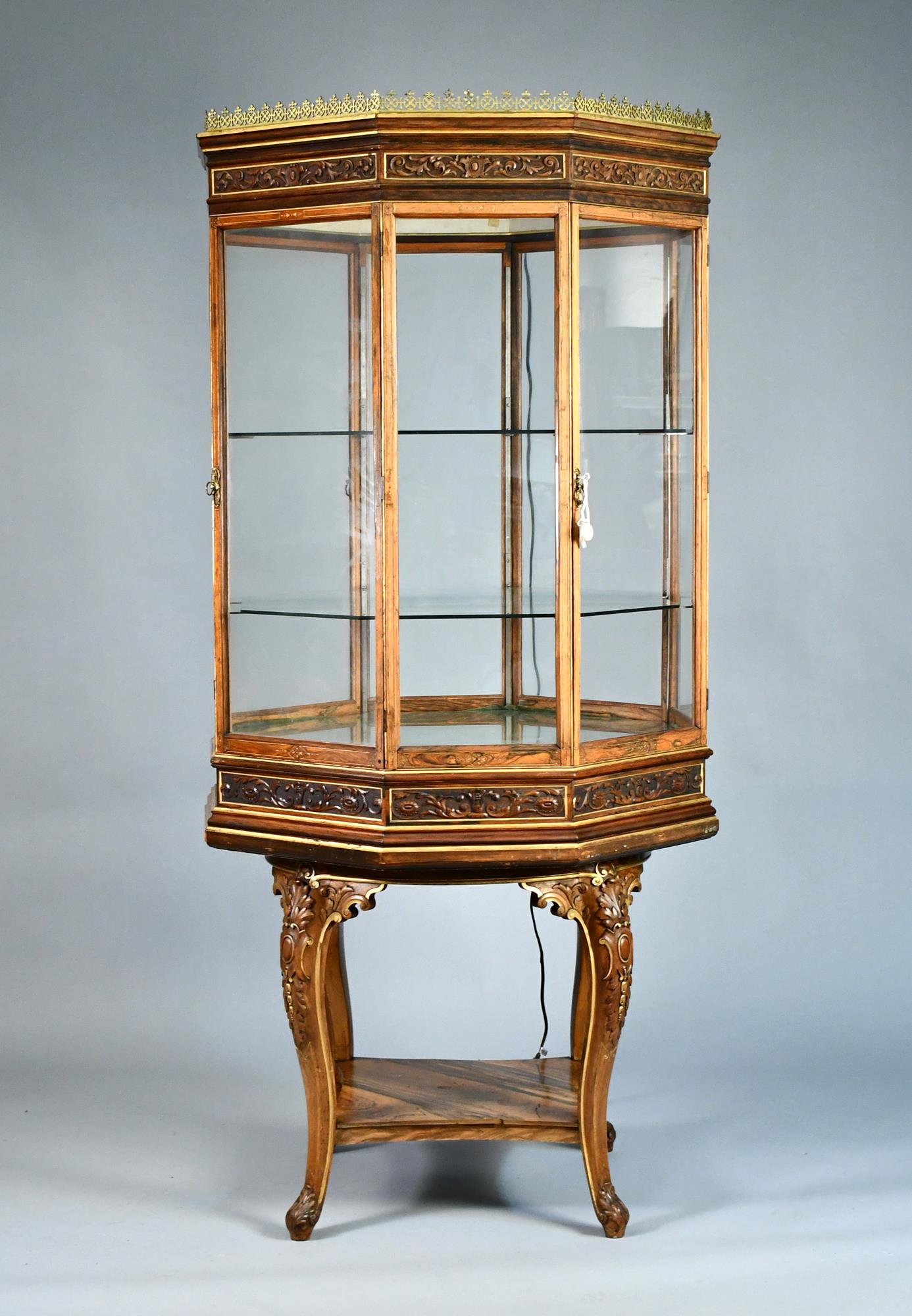 VICTORIAN REVOLVING DISPLAY CABINET. (1 of 9)