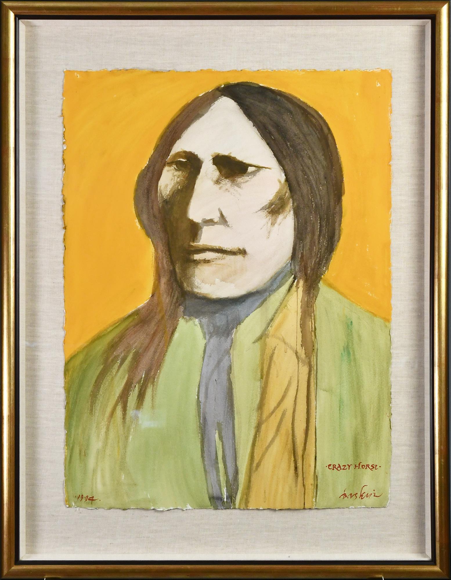 LEONARD BASKIN, CRAZY HORSE, W/C. (1 of 7)