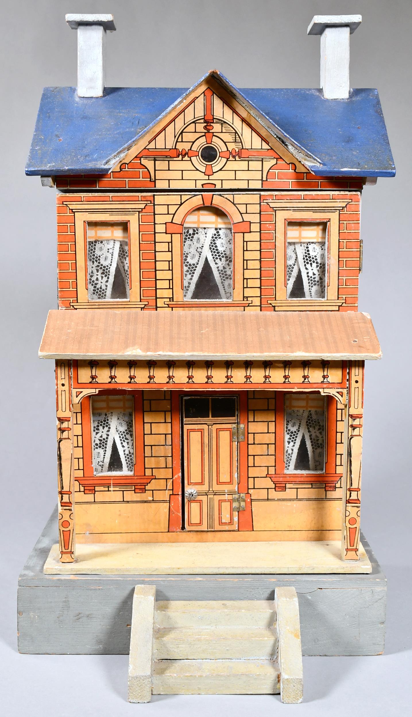 ANTIQUE GERMAN GOTTSCHALK DOLLHOUSE, RARE BLUE ROOF. (1 of 7)
