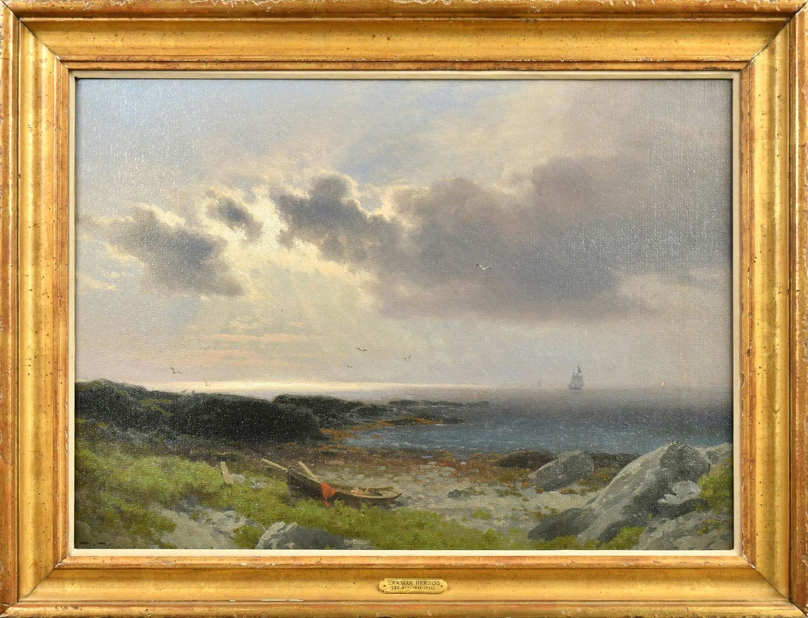 HERMANN HERZOG O/C, ON THE MAINE COAST. (1 of 4)