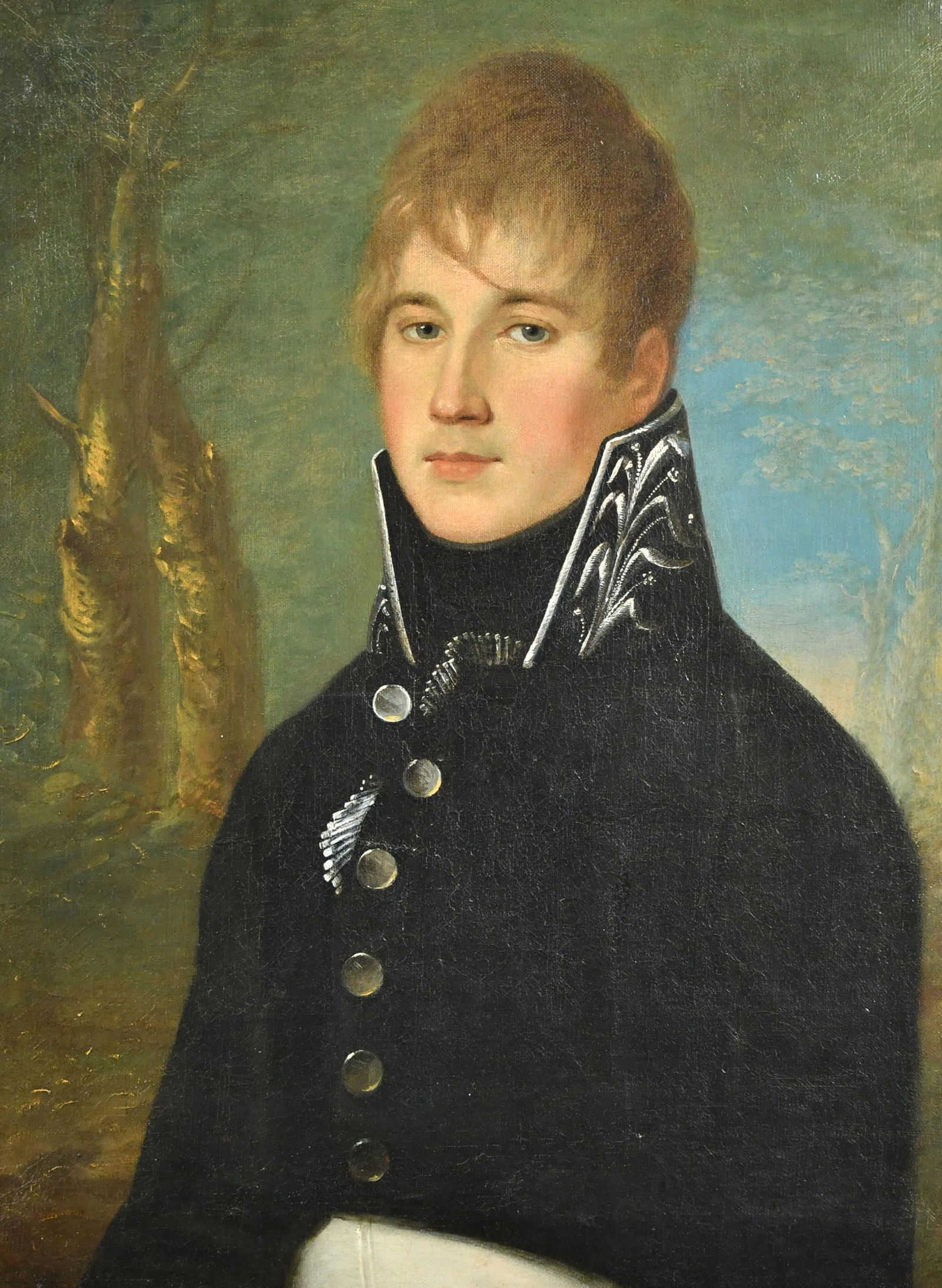 EARLY 19TH C. FRENCH SCHOOL, OIL PORTRAIT, OF A DANDY (1 of 4)