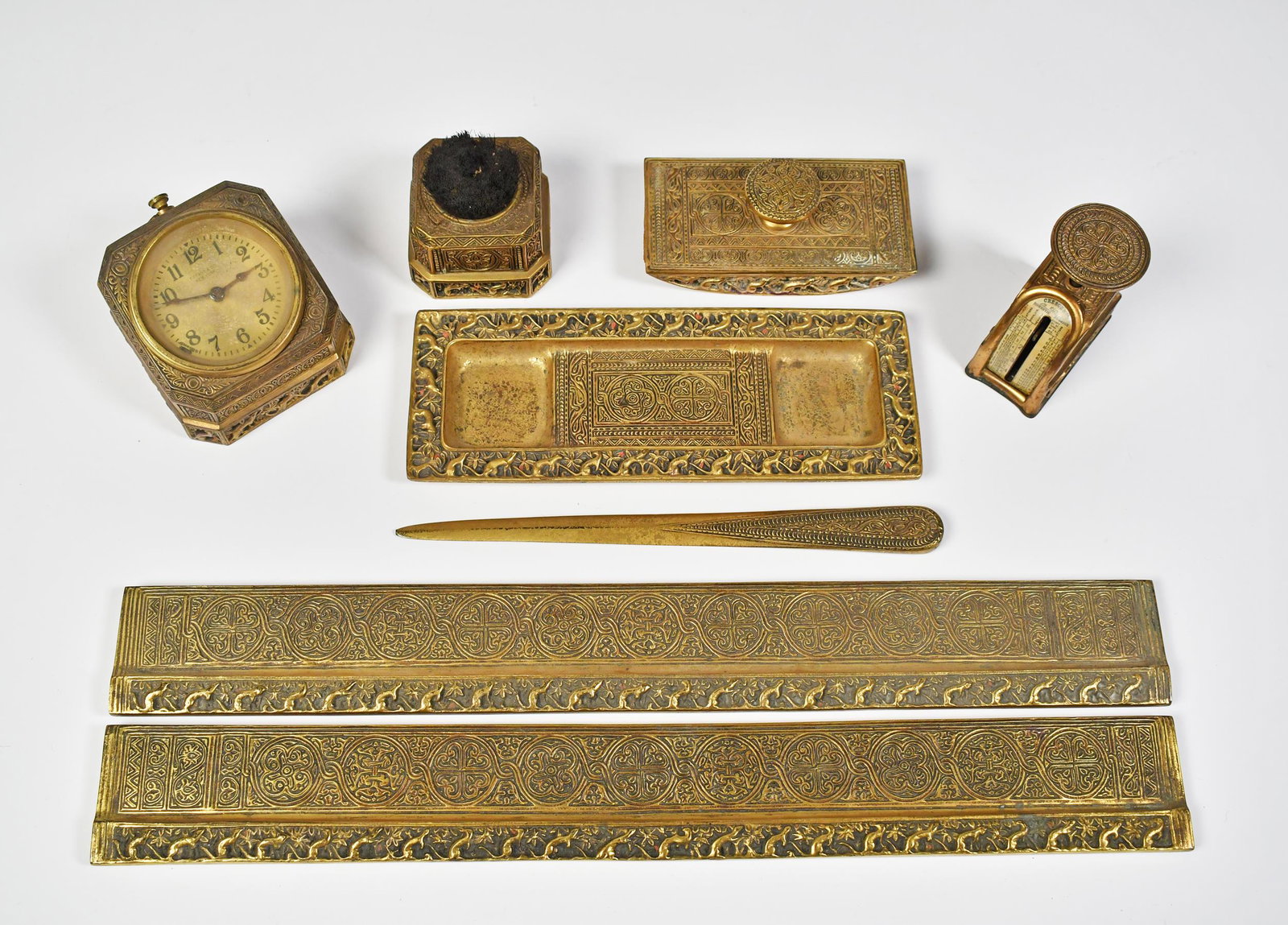 VINTAGE TIFFANY STUDIOS DESK SET, VENETIAN. (1 of 12)