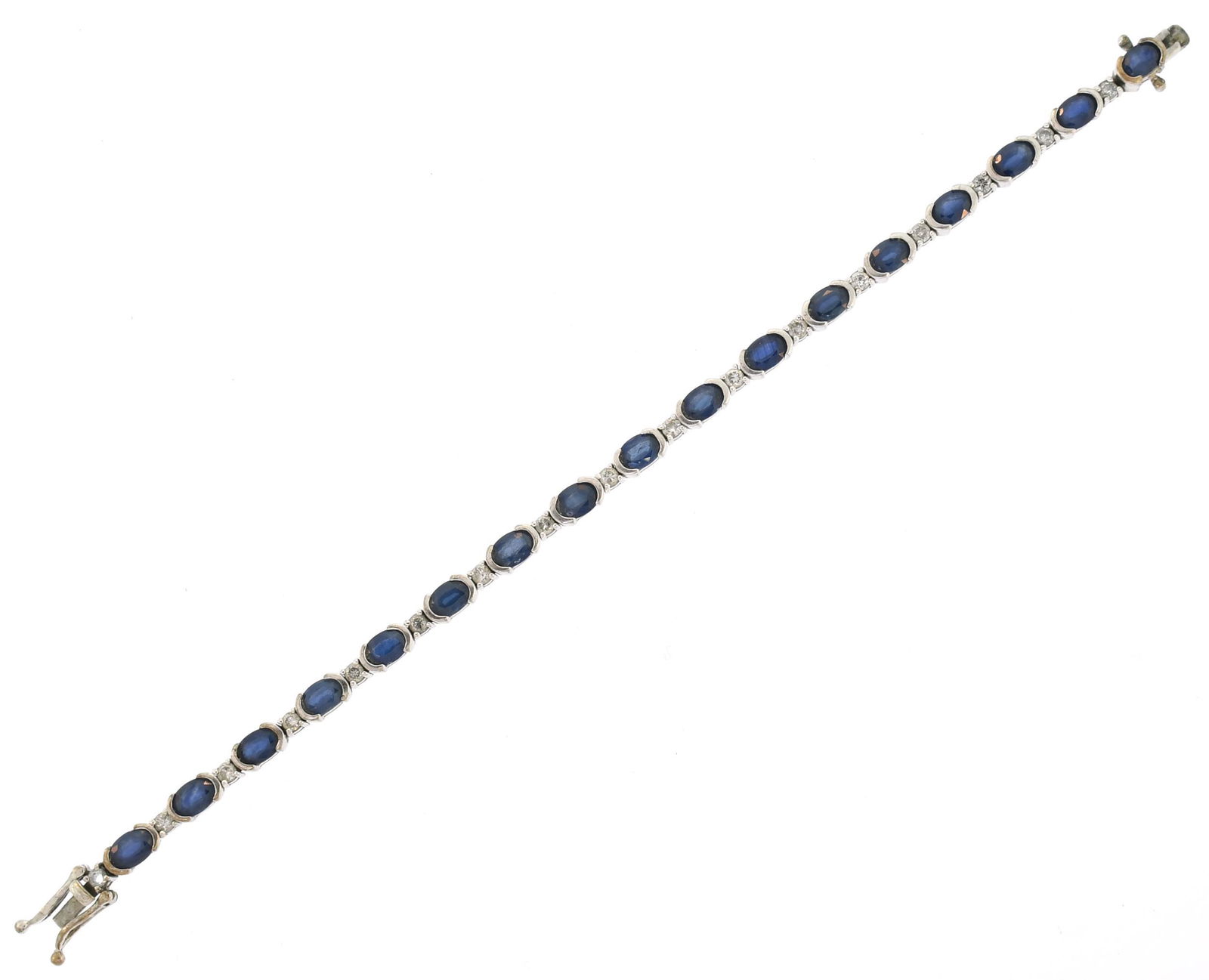 14K GOLD DIAMOND AND SAPPHIRE BRACELET. (1 of 7)