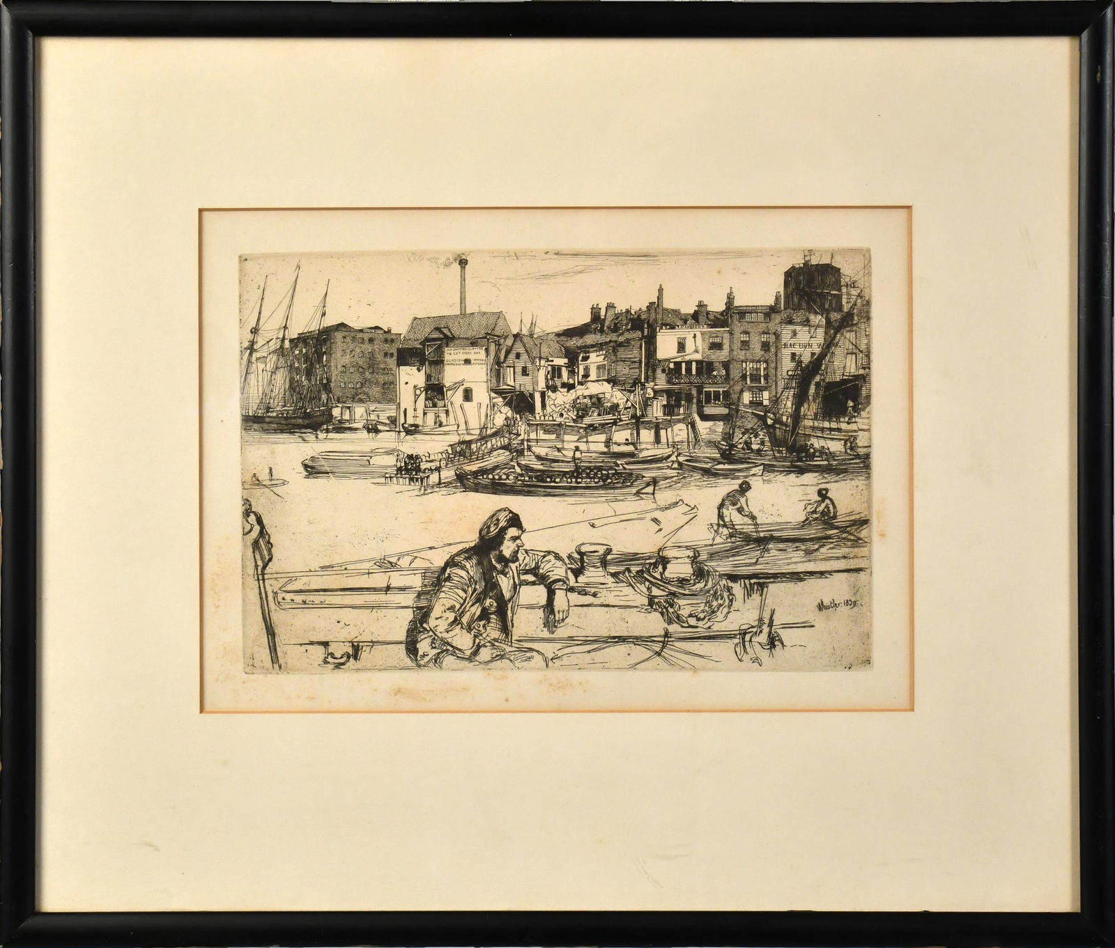 JAMES ABBOT MCNEIL WHISTLER ETCHING, BLACK LION WHARF (1 of 9)
