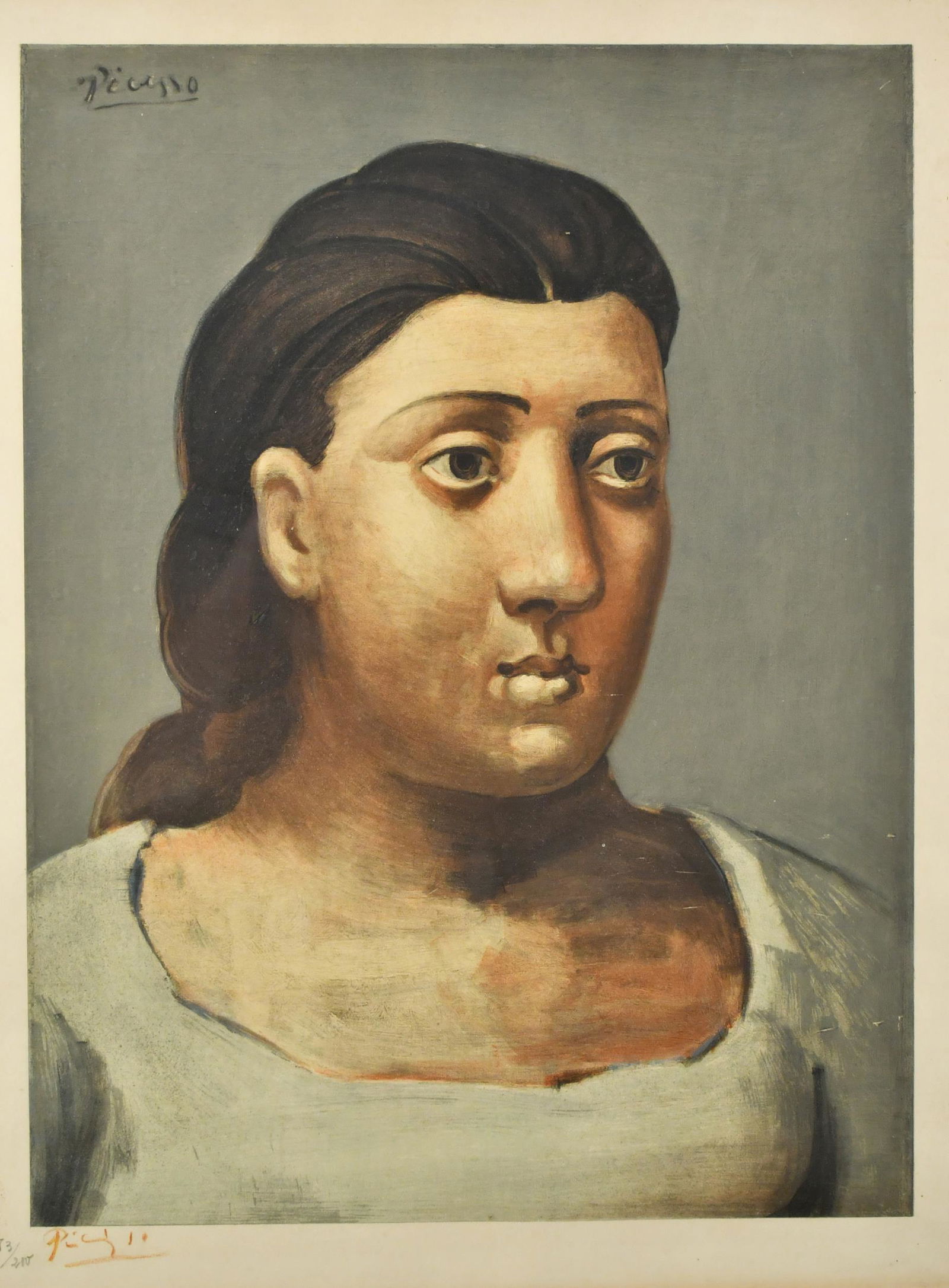 PABLO PICASSO COLORED LITHOGRAPH, PORTRAIT OF A LADY. (1 of 5)