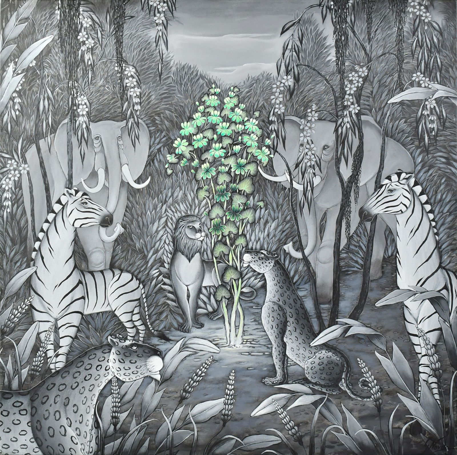 GUSTAVO NOVOA ACRYLIC ON CANVAS, FULL BLOOM, 2013. (1 of 4)