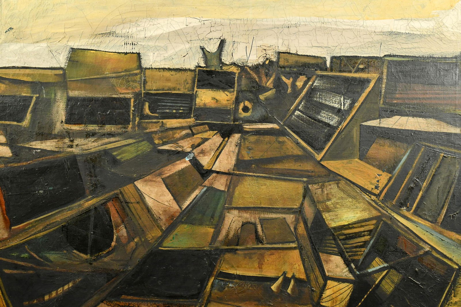 JOHN HULTBERG OIL ON CANVAS, ROOFS, 1952. (1 of 6)