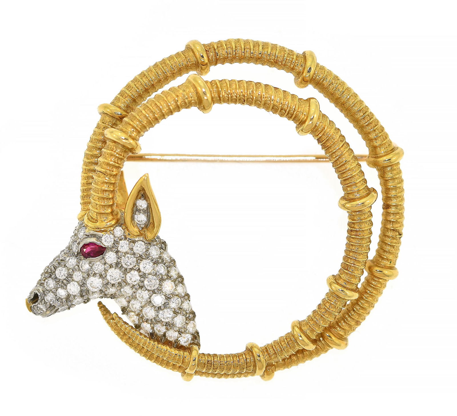 TIFFANY SCHLUMBERGER 18K RAMS HEAD BROOCH. (1 of 5)