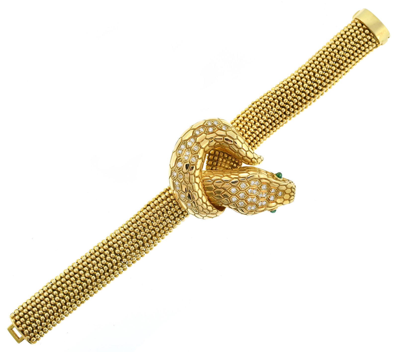 14K GOLD DIAMOND SNAKE BRACELET. (1 of 8)