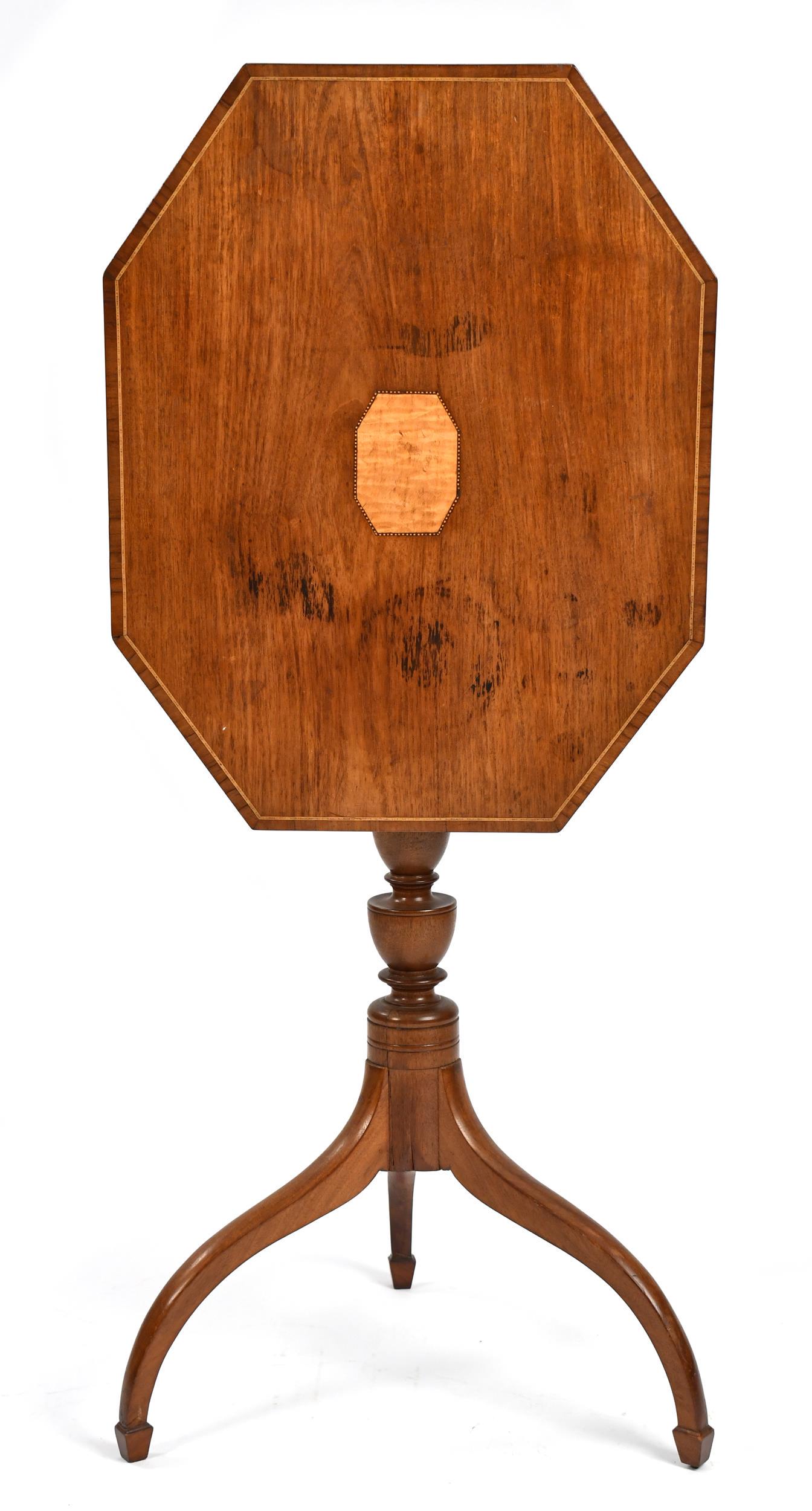 CA.1810 FINE FEDERAL INLAID MAHOGANY CANDLESTAND. (1 of 3)