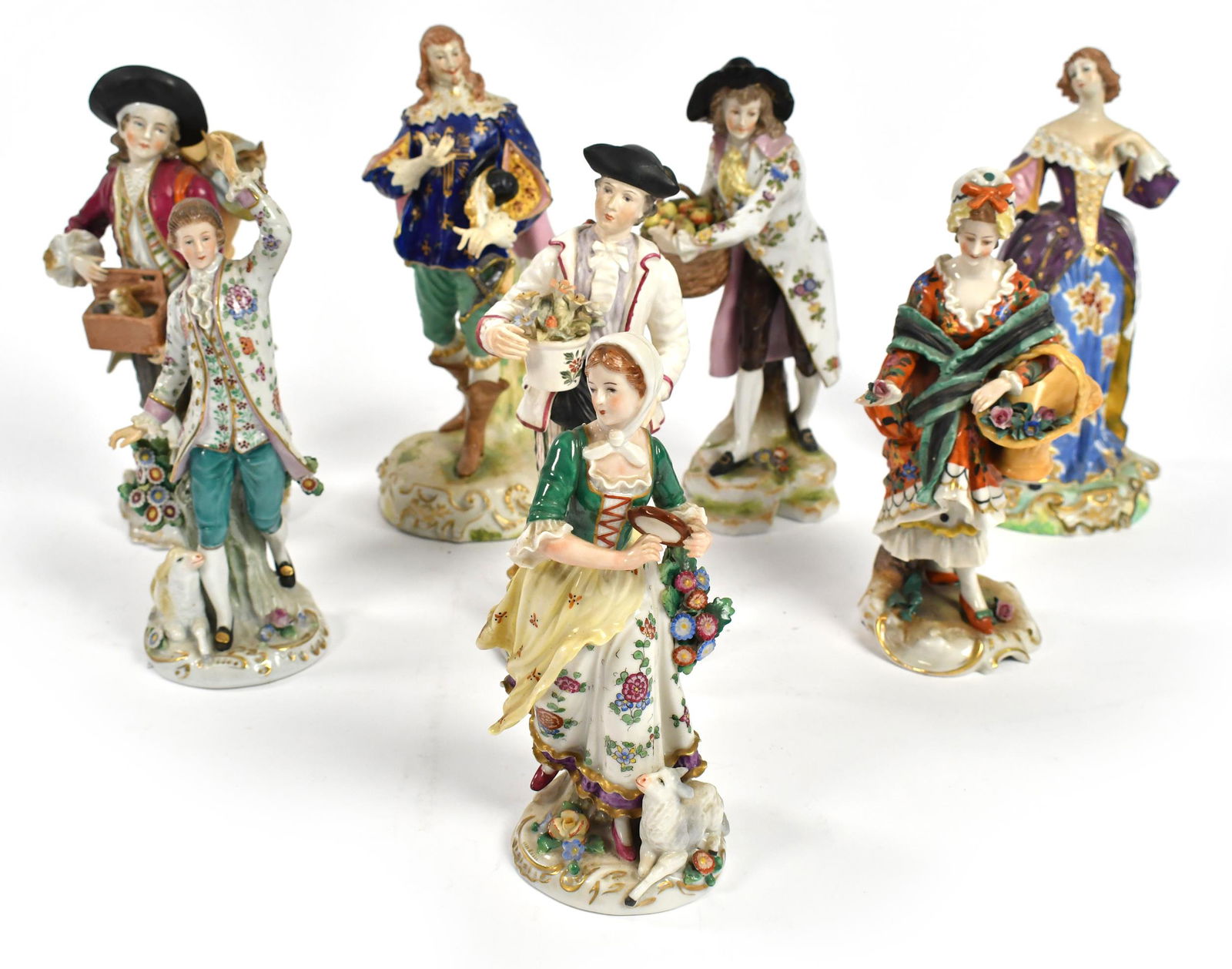 GROUPING OF 19TH C. DRESDEN AND OTHER FIGURINES. (1 of 17)