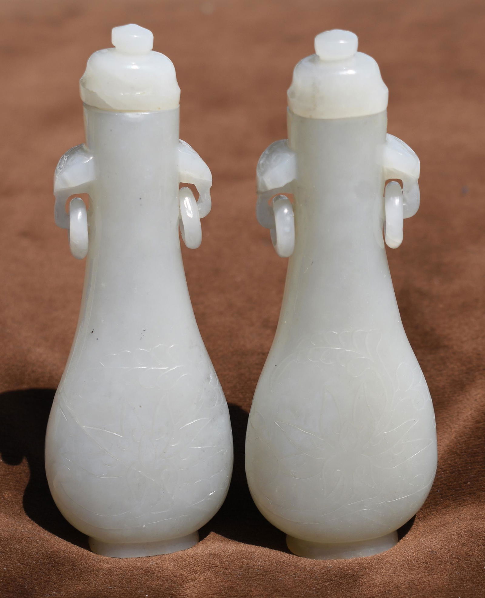 PAIR OF WHITE JADE BOTTLES. (1 of 7)