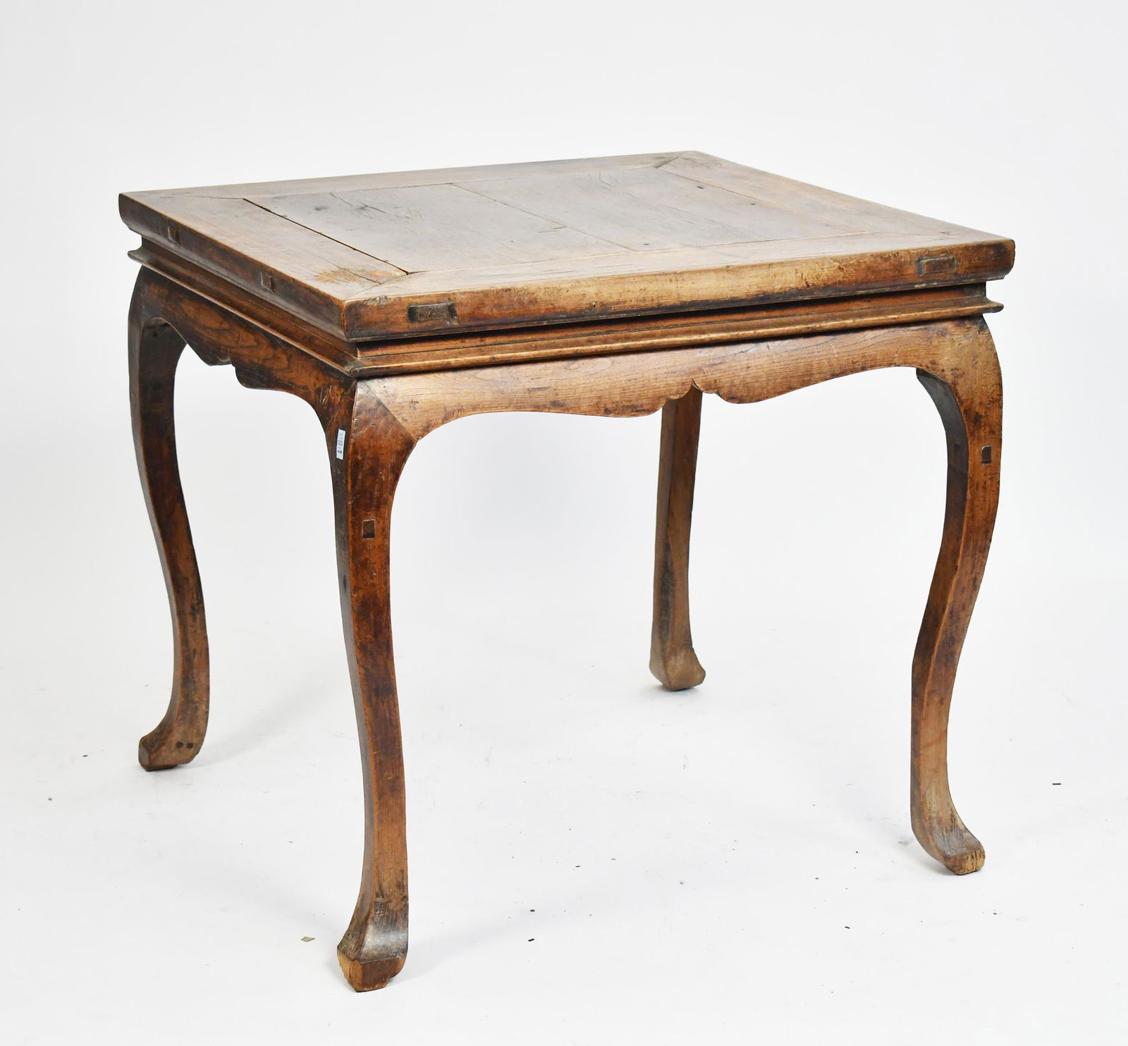 19TH C. CHINESE SQUARE ELM TABLE. (1 of 6)