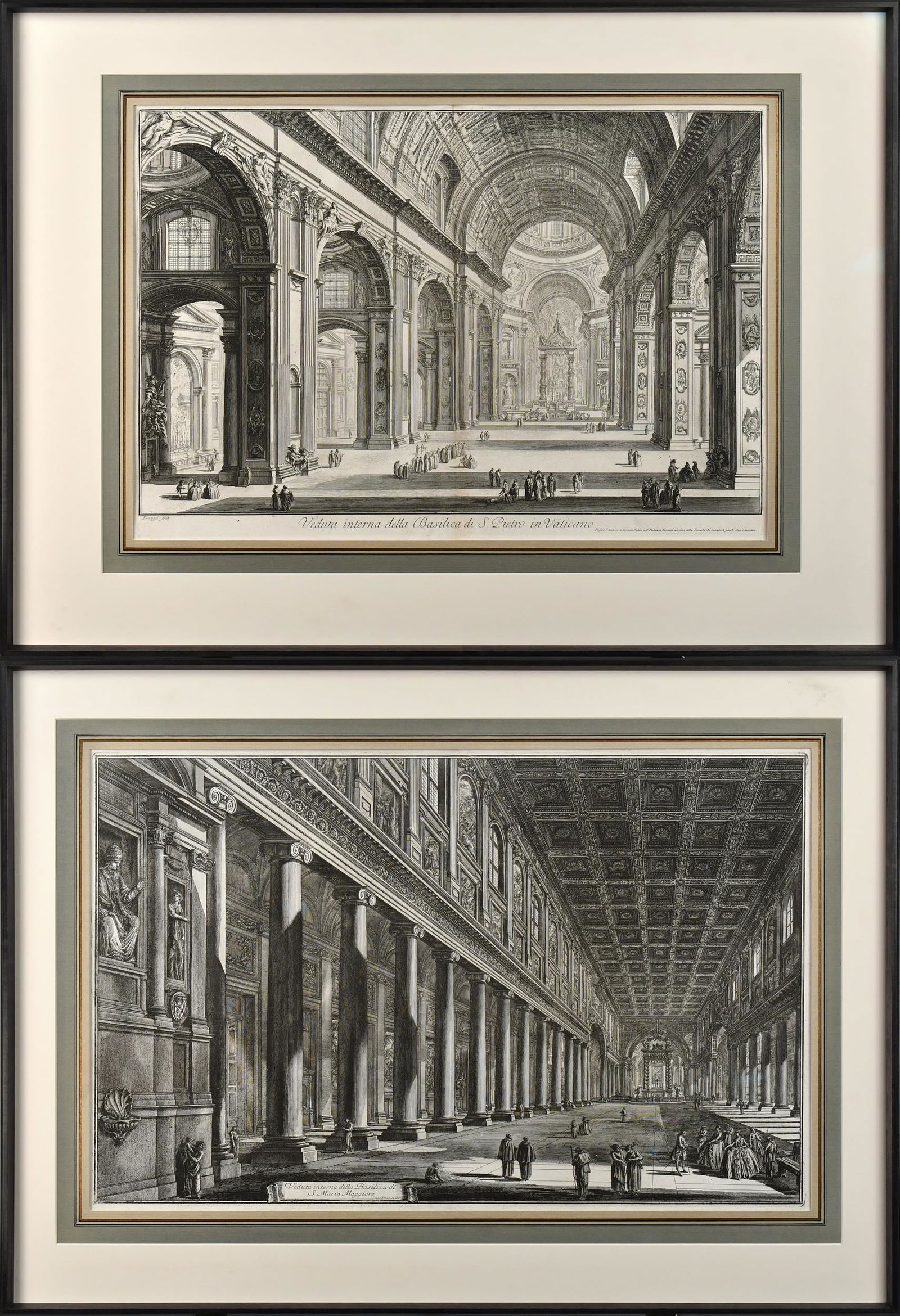 TWO PIRANESI ETCHINGS, VIEWS OF ROME. (1 of 13)