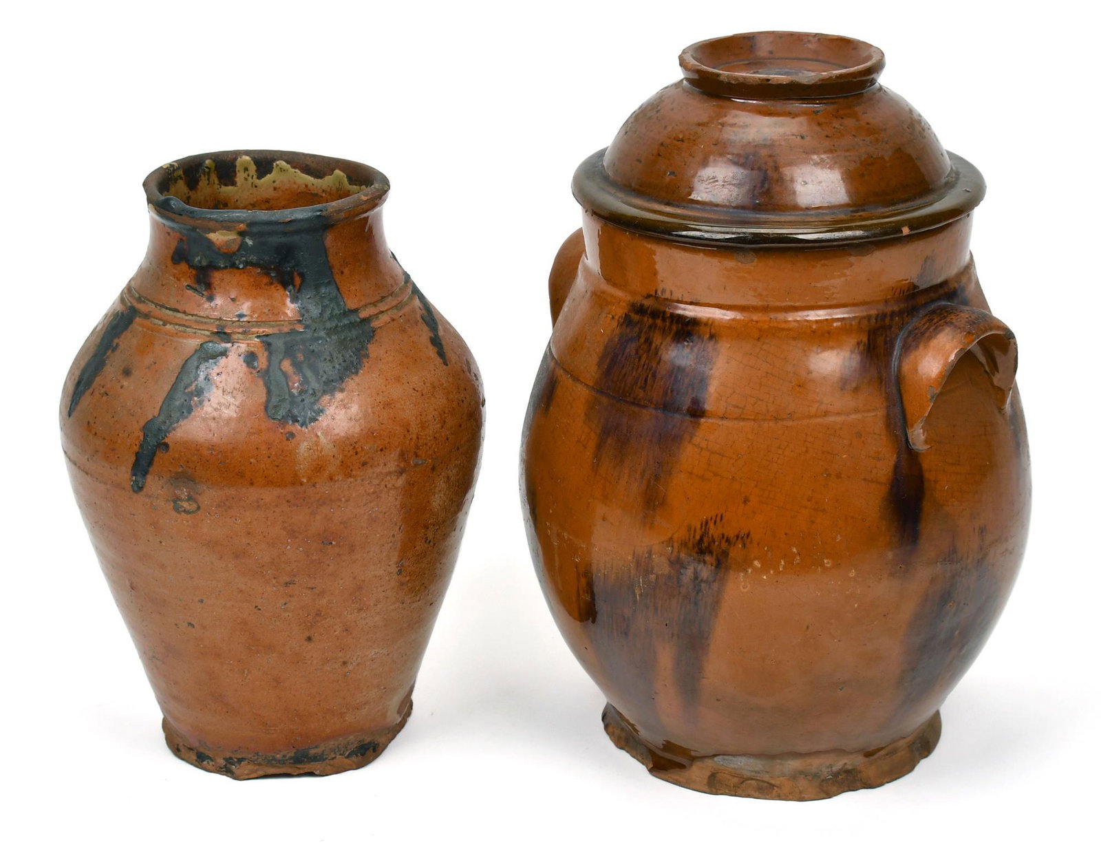 TWO 19TH C. REDWARE CROCKS. (1 of 11)