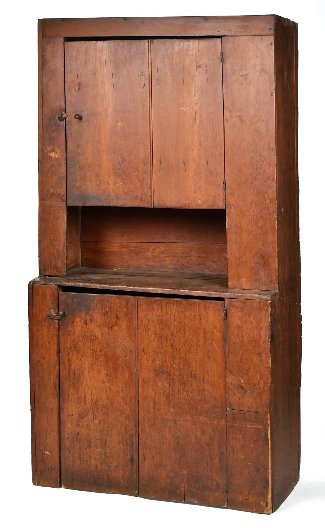 19TH C. COUNTRY SET-BACK CUPBOARD. (1 of 9)
