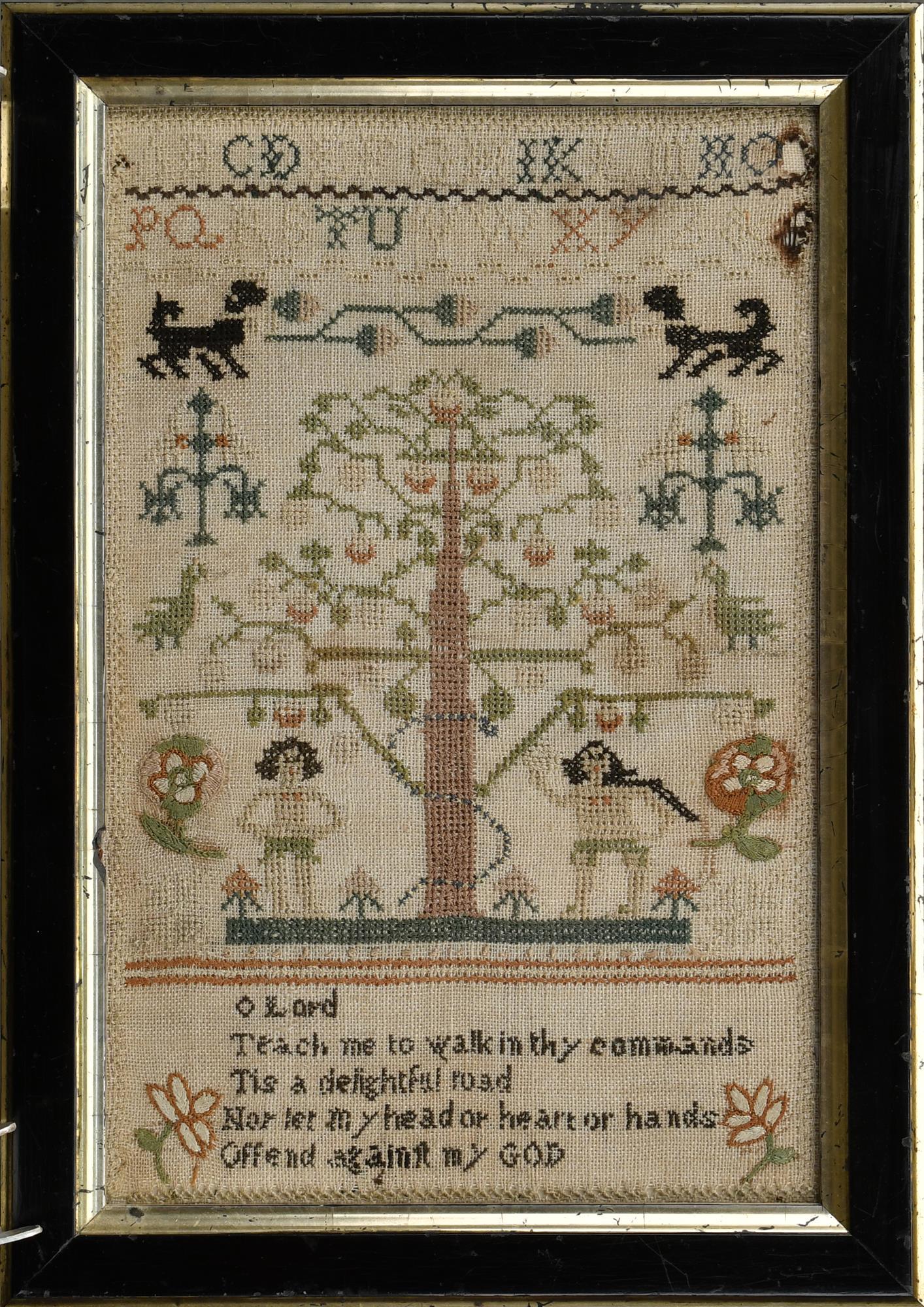 19TH C. HYMNAL NEEDLEWORK SAMPLER. (1 of 3)