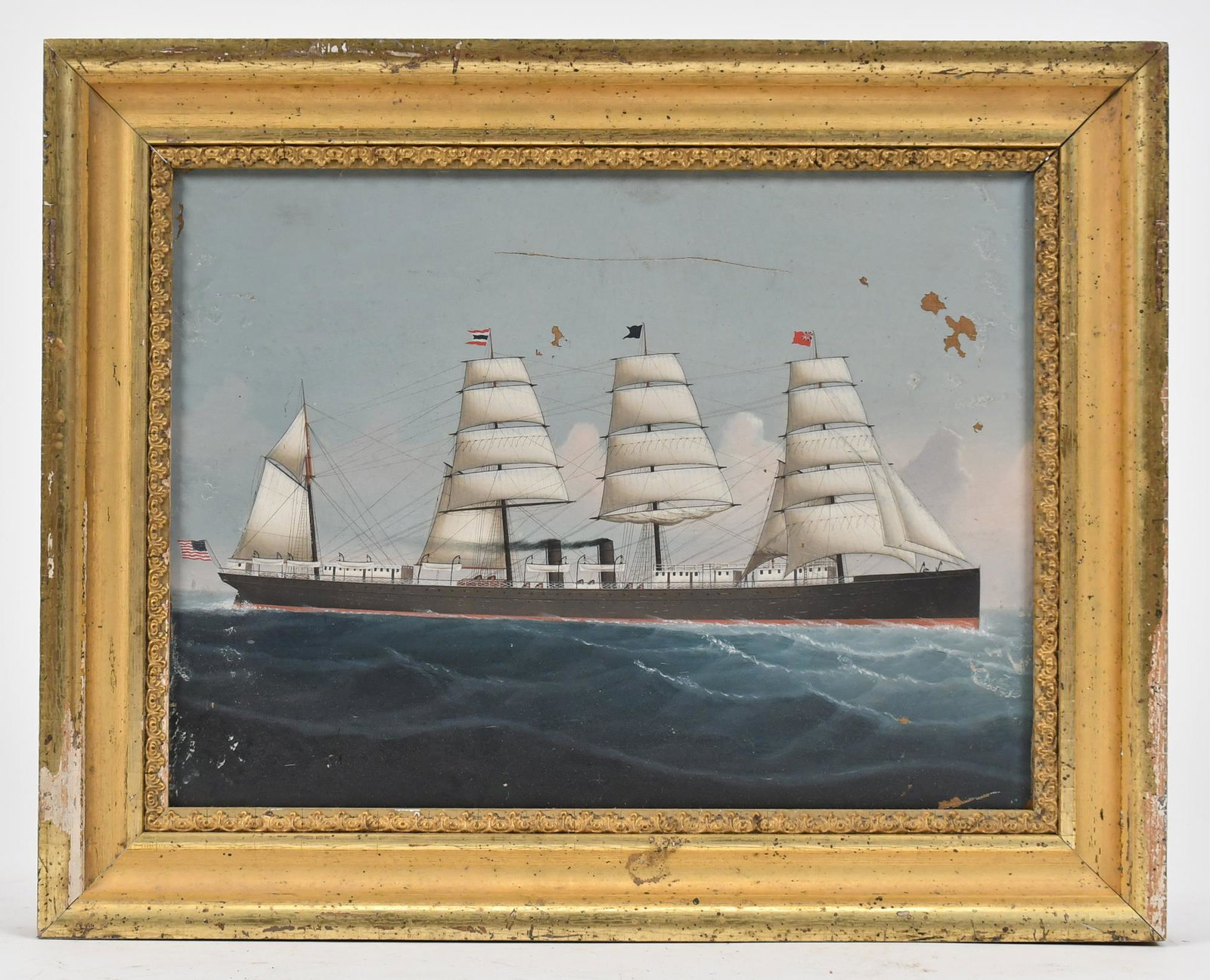 19TH C. NAUTICAL OIL ON CANVAS BOARD. (1 of 7)