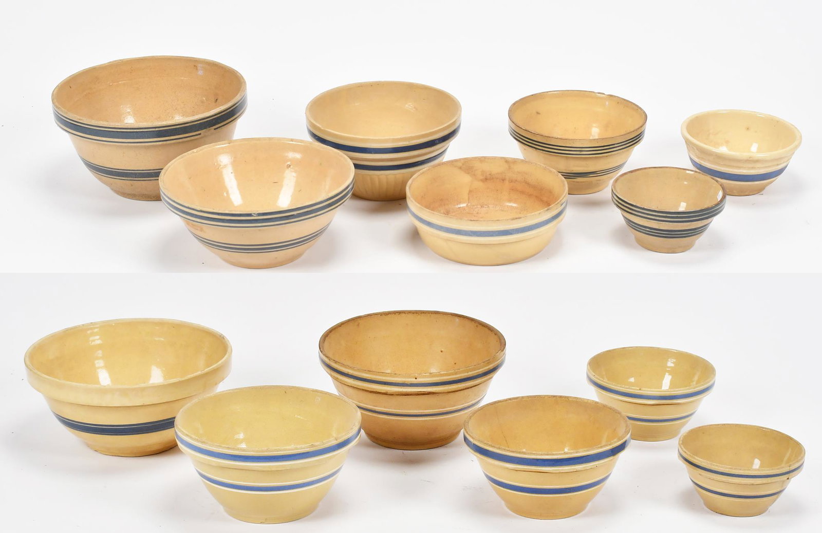 GROUP OF ANTIQUE YELLOW WARE BOWLS. (1 of 12)