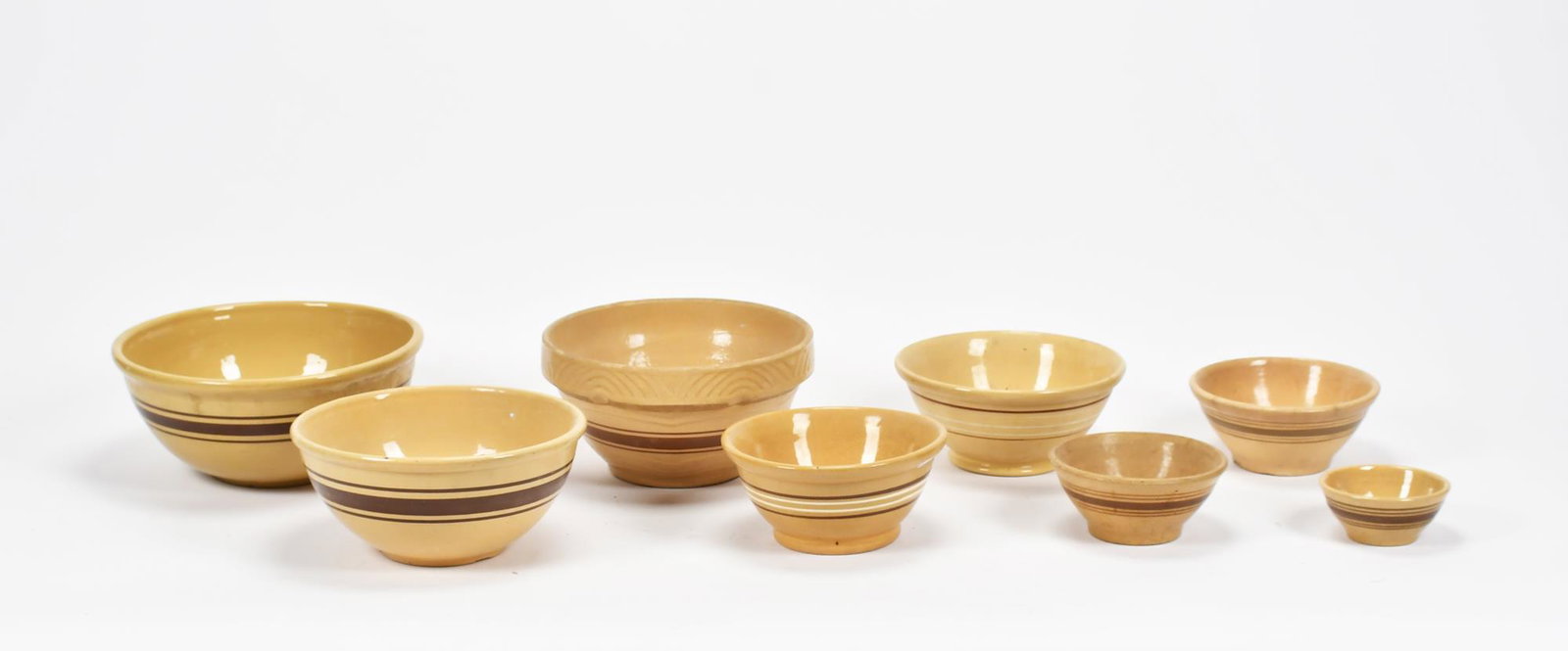 ANTIQUE YELLOW WARE BOWLS. (1 of 9)