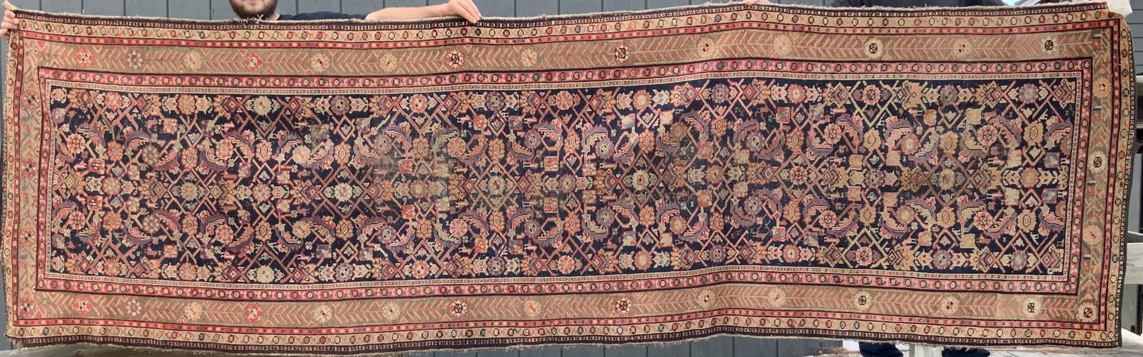 ANTIQUE ORIENTAL RUNNER. (1 of 4)
