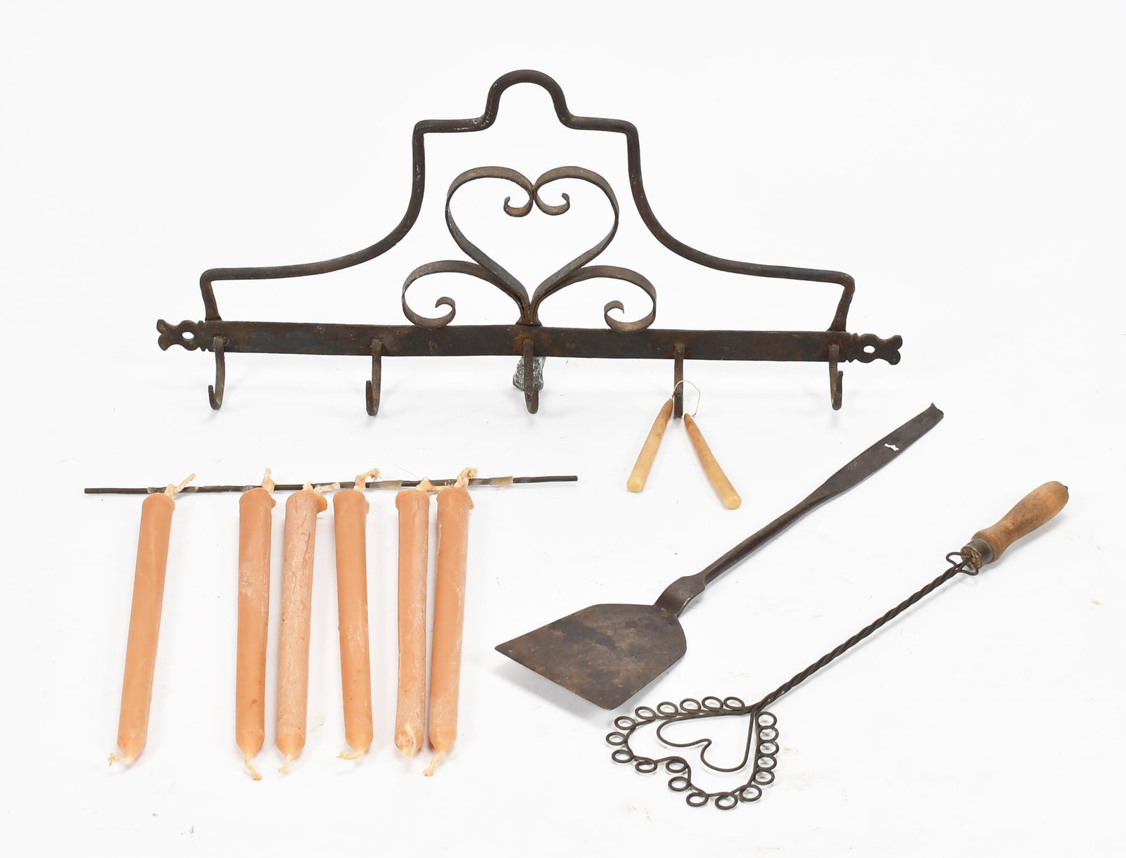 WROUGHT IRON UTENSIL RACK WITH UTENSILS. (1 of 5)