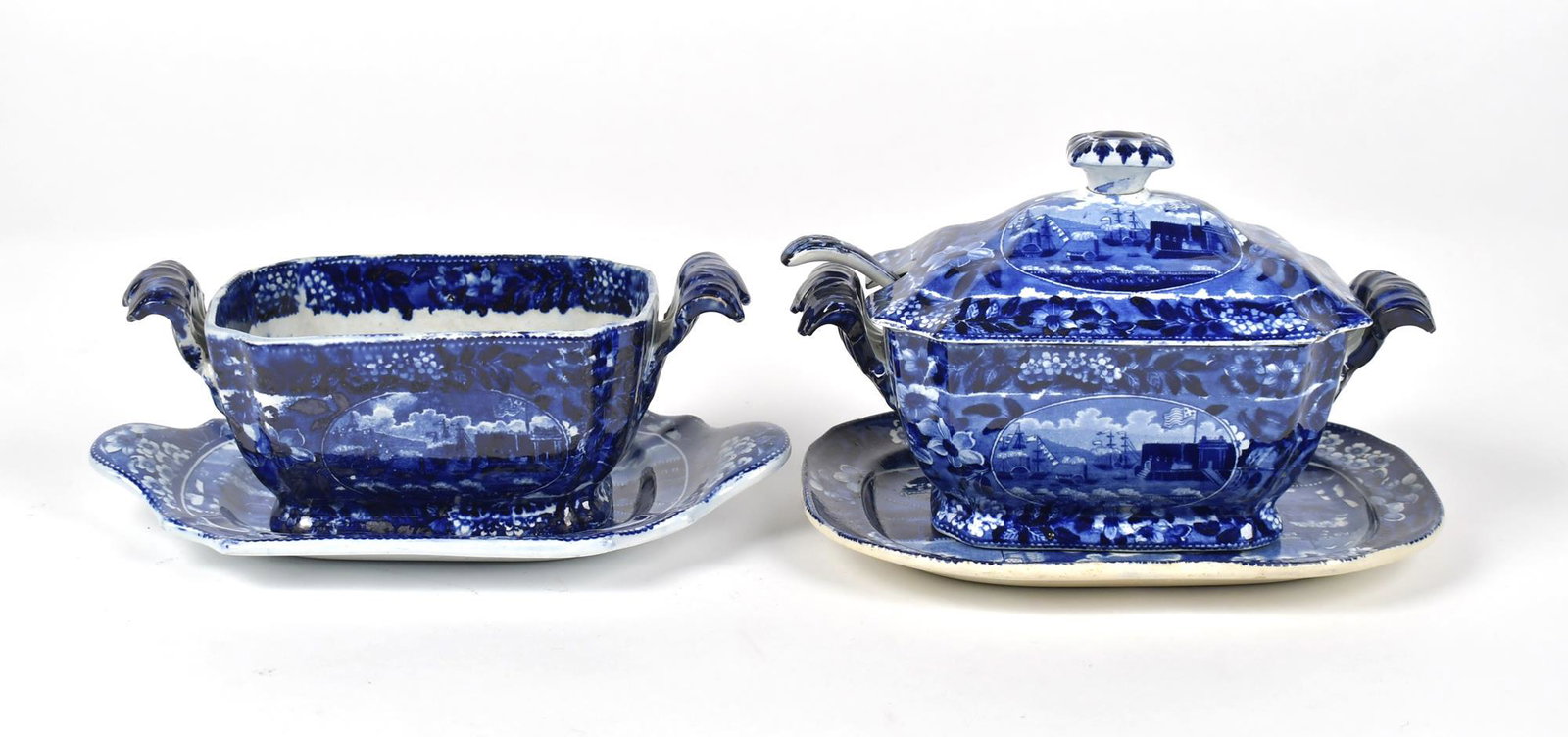 19TH C. HISTORICAL BLUE SAUCE TUREENS LAFAYETTES. (1 of 9)