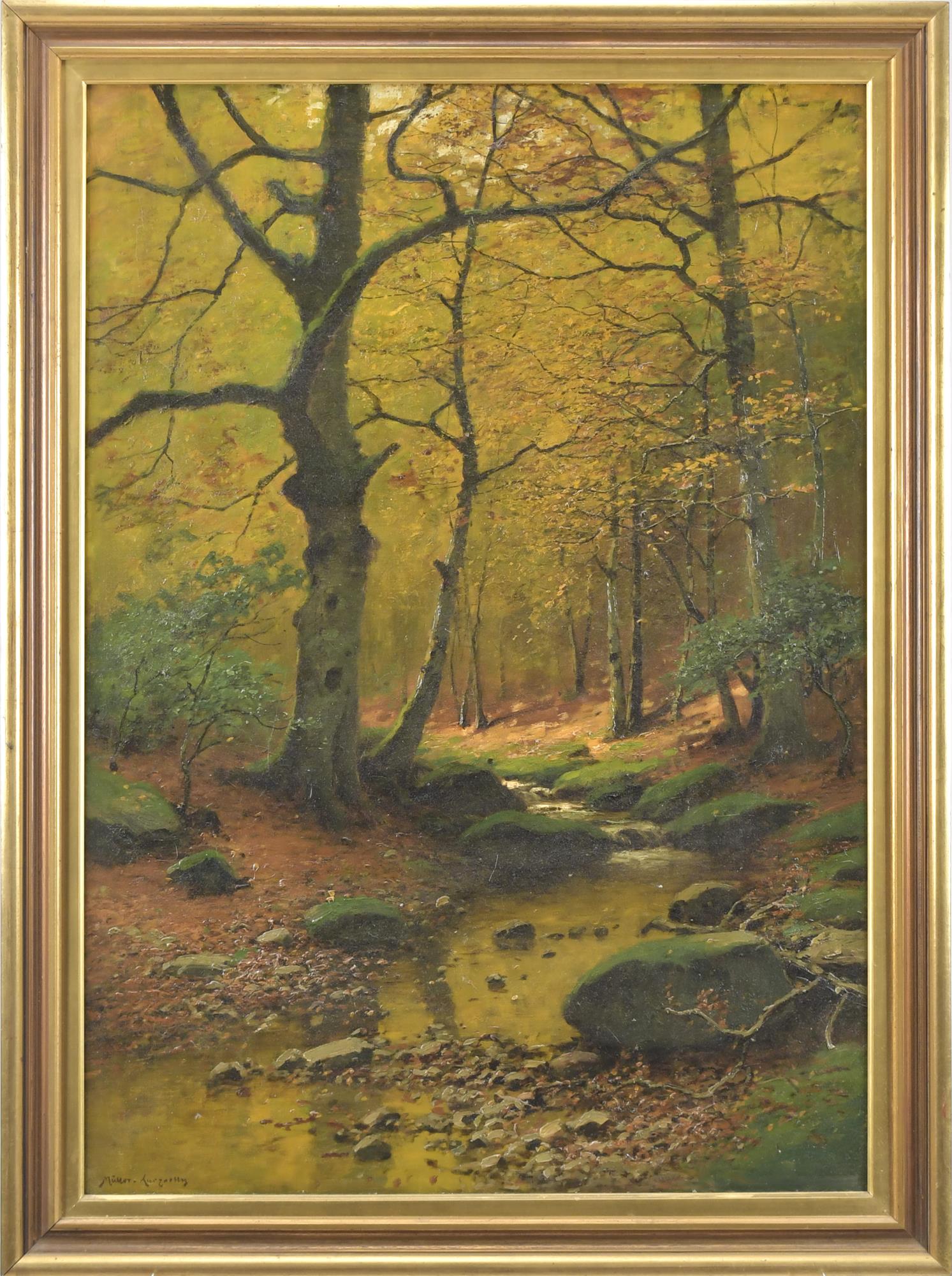 KONRAD MULLER-KURZWELLY OIL, AUTUMN LANDSCAPE. (1 of 5)