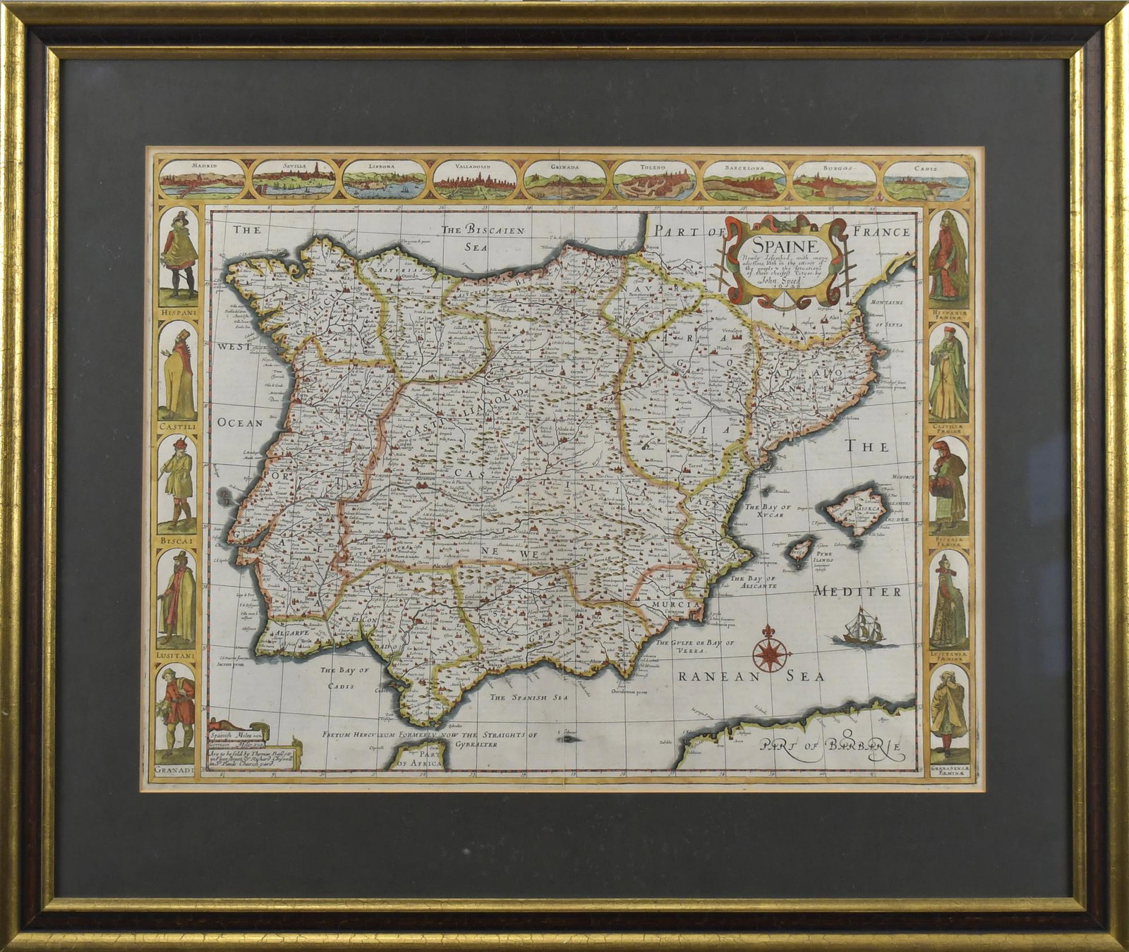 JOHN SPEED 17TH C. MAP, SPAIN. (1 of 14)