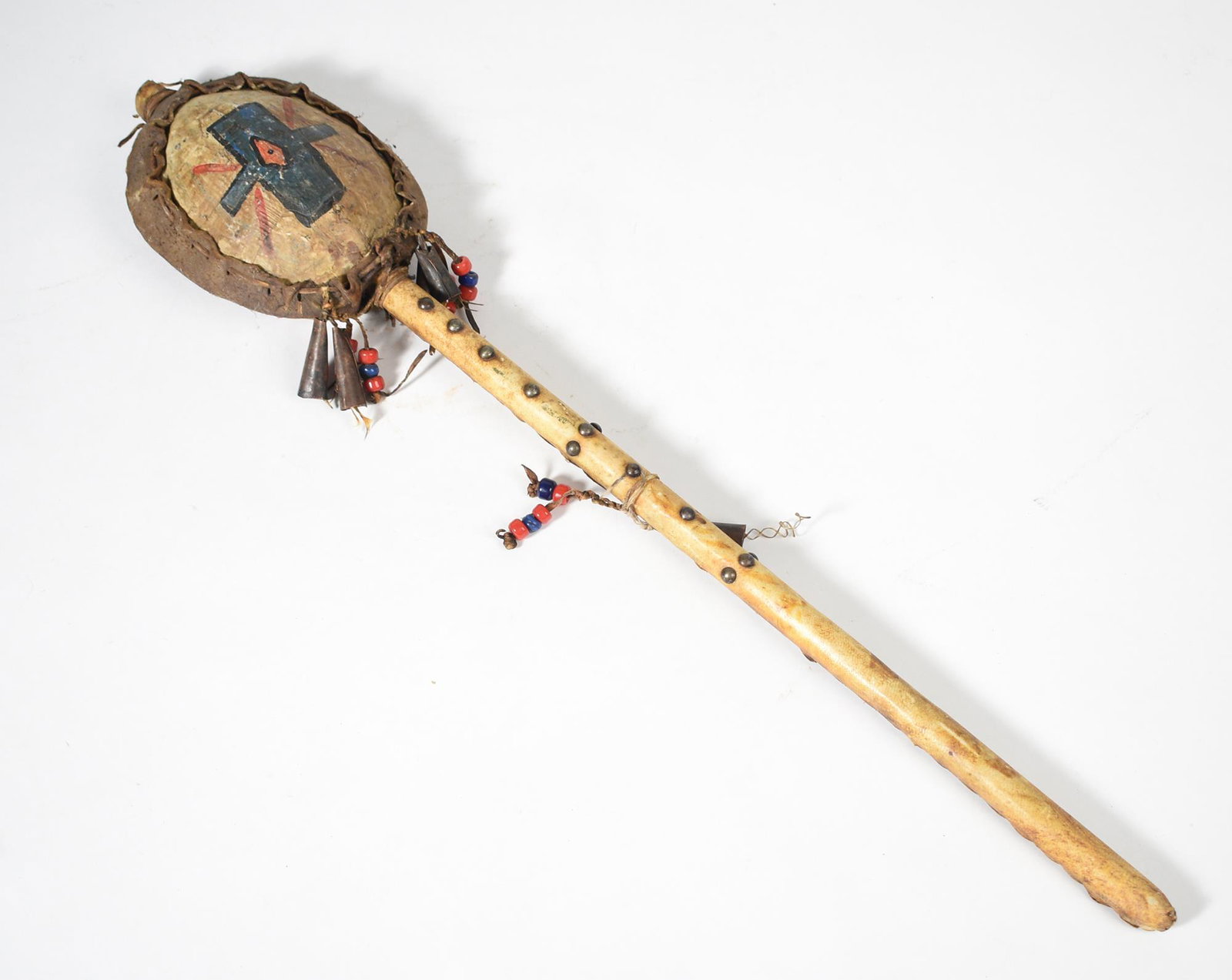 PLAINS INDIANS DANCE RATTLE. (1 of 5)