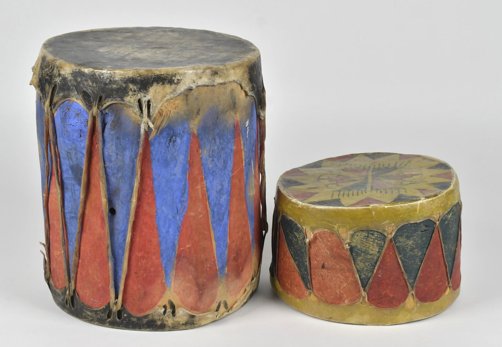 TWO EARLY 20TH C. PAINTED DRUMS. (1 of 10)