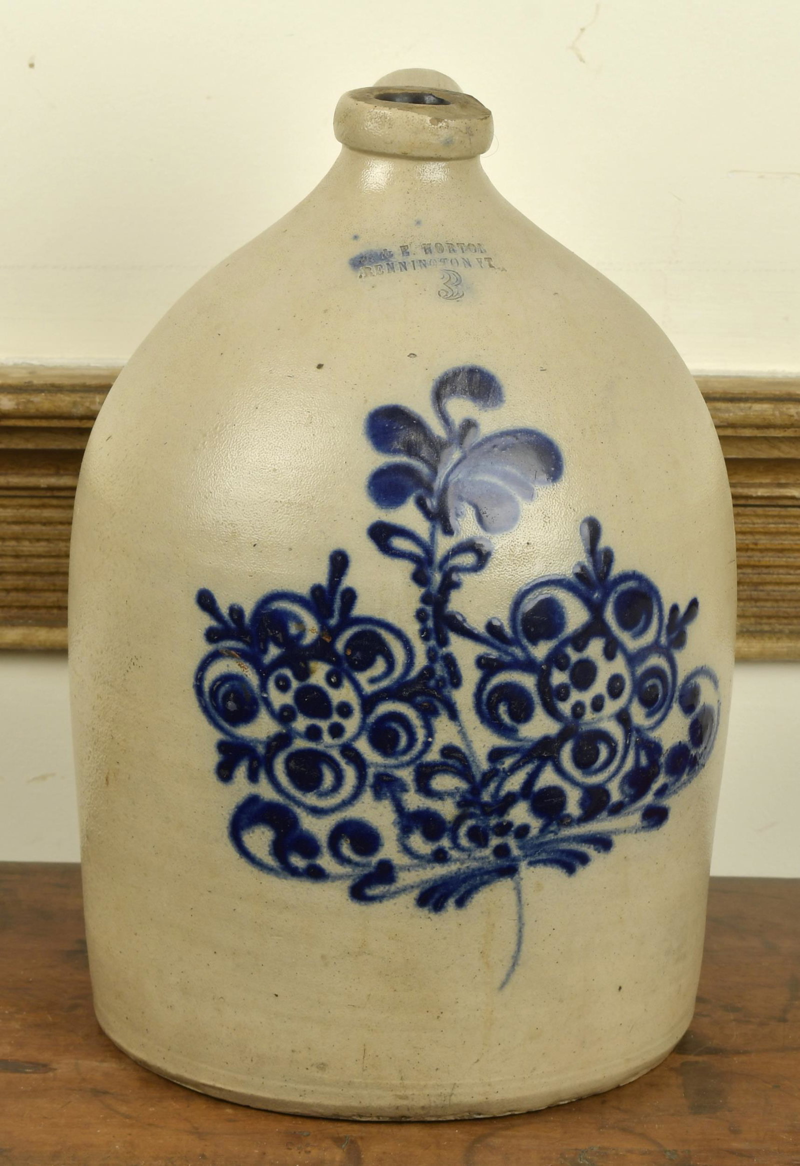 3 GAL. NORTON BENNINGTON VT JUG, FLORAL. (1 of 10)