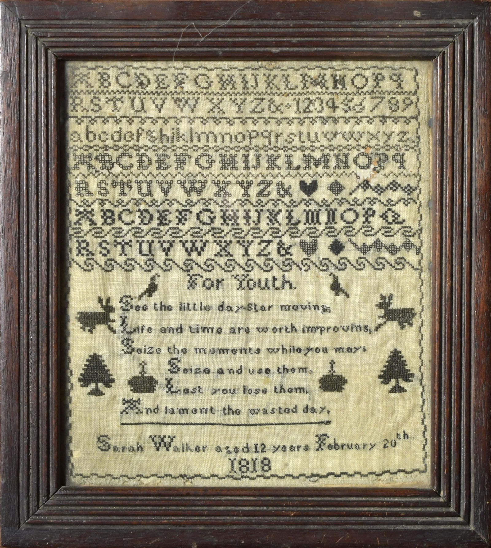1818 NEEDLEWORK SAMPLER. (1 of 5)