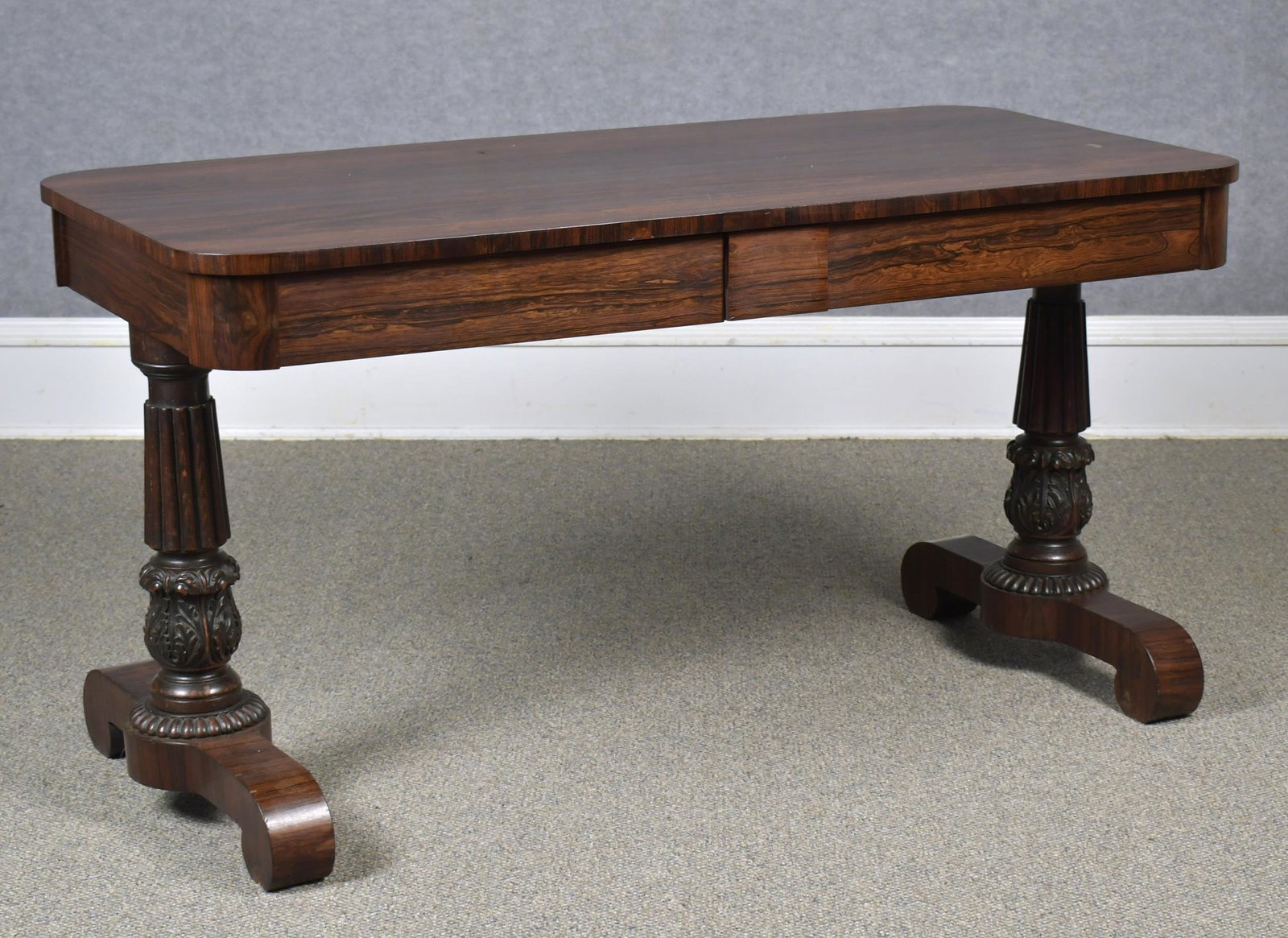 19TH C. WM IV ROSEWOOD LIBRARY TABLE. (1 of 8)