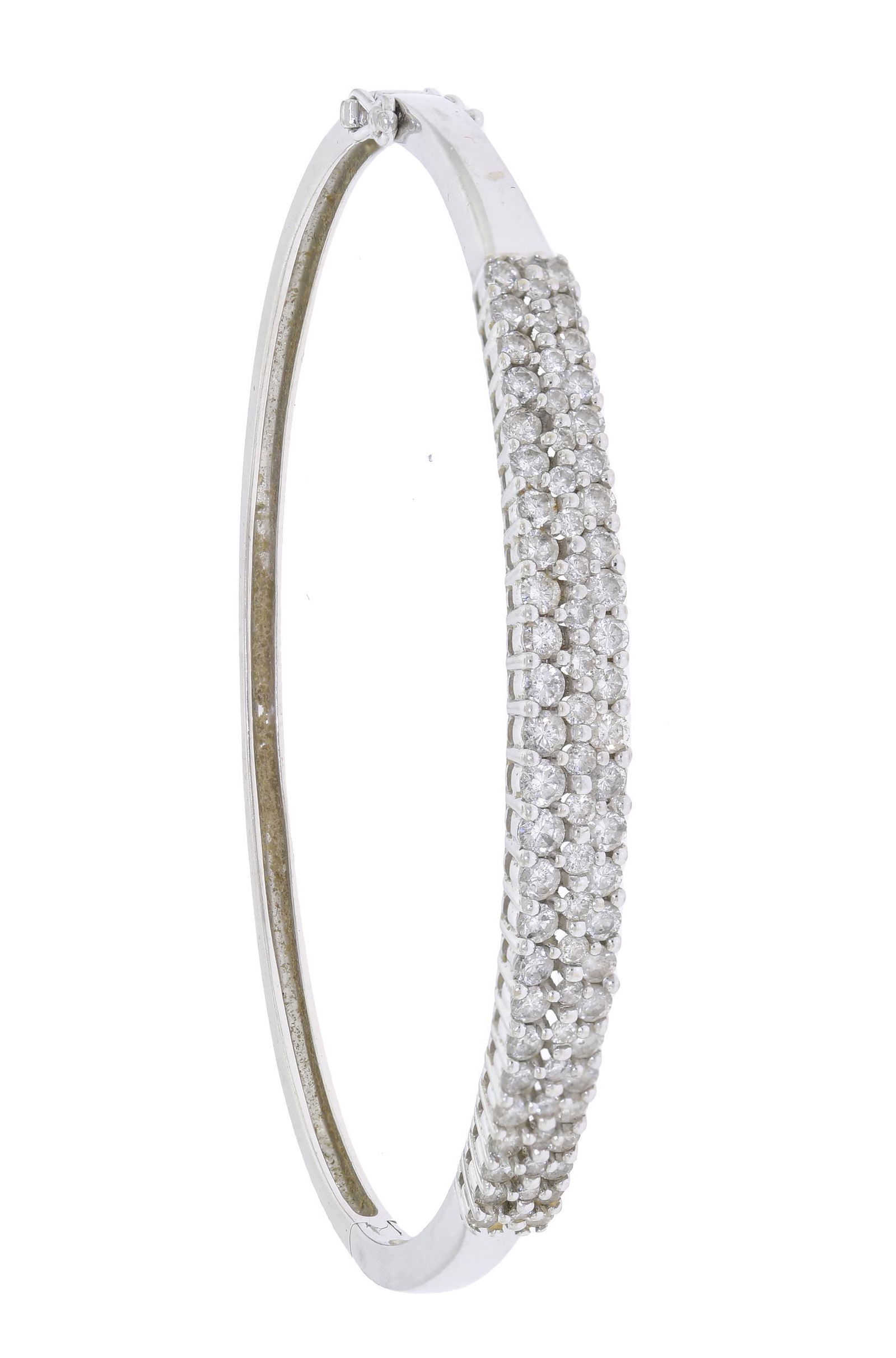 14K GOLD DIAMOND HINGED BANGLE BRACELET. (1 of 4)