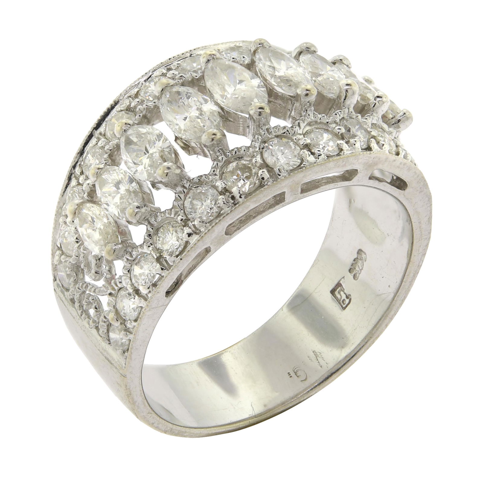 14K GOLD WIDE DIAMOND BAND. (1 of 7)