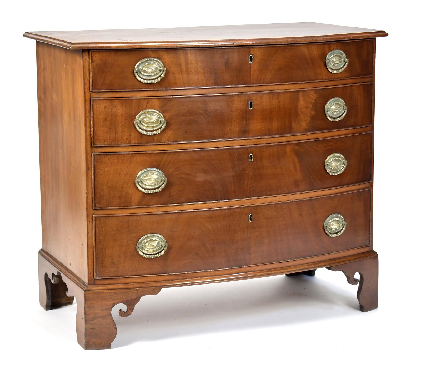 FINE MA MAHOGANY BOW FRONT CHEST CA 1800. (1 of 11)
