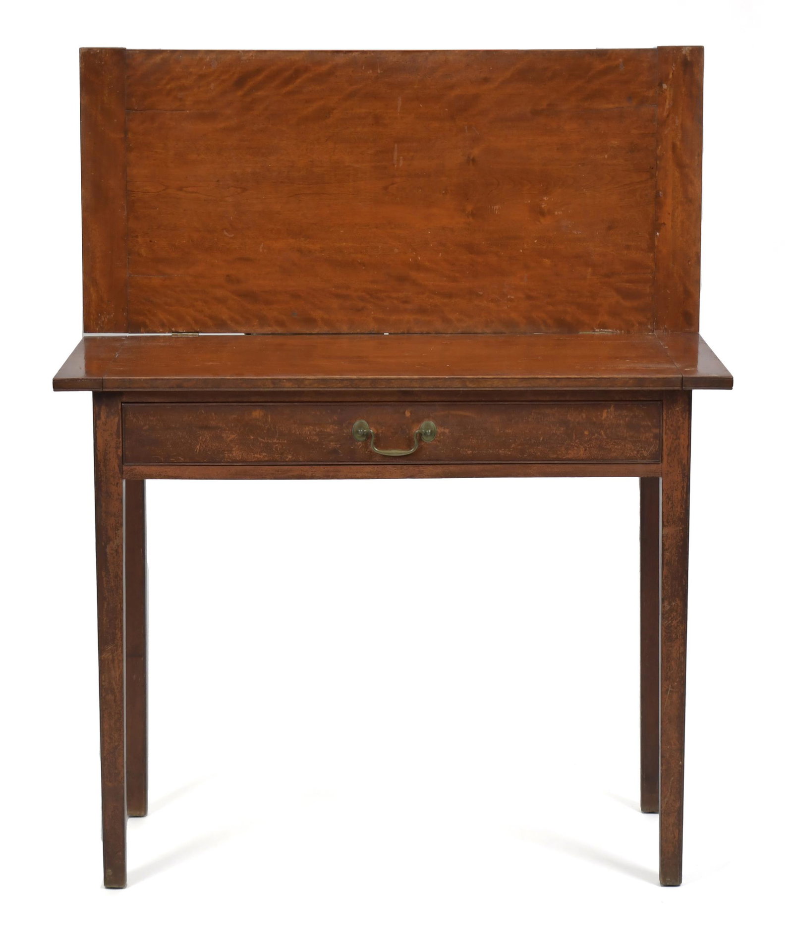 FEDERAL NH RED PAINTED BIRCH CARD TABLE. (1 of 15)