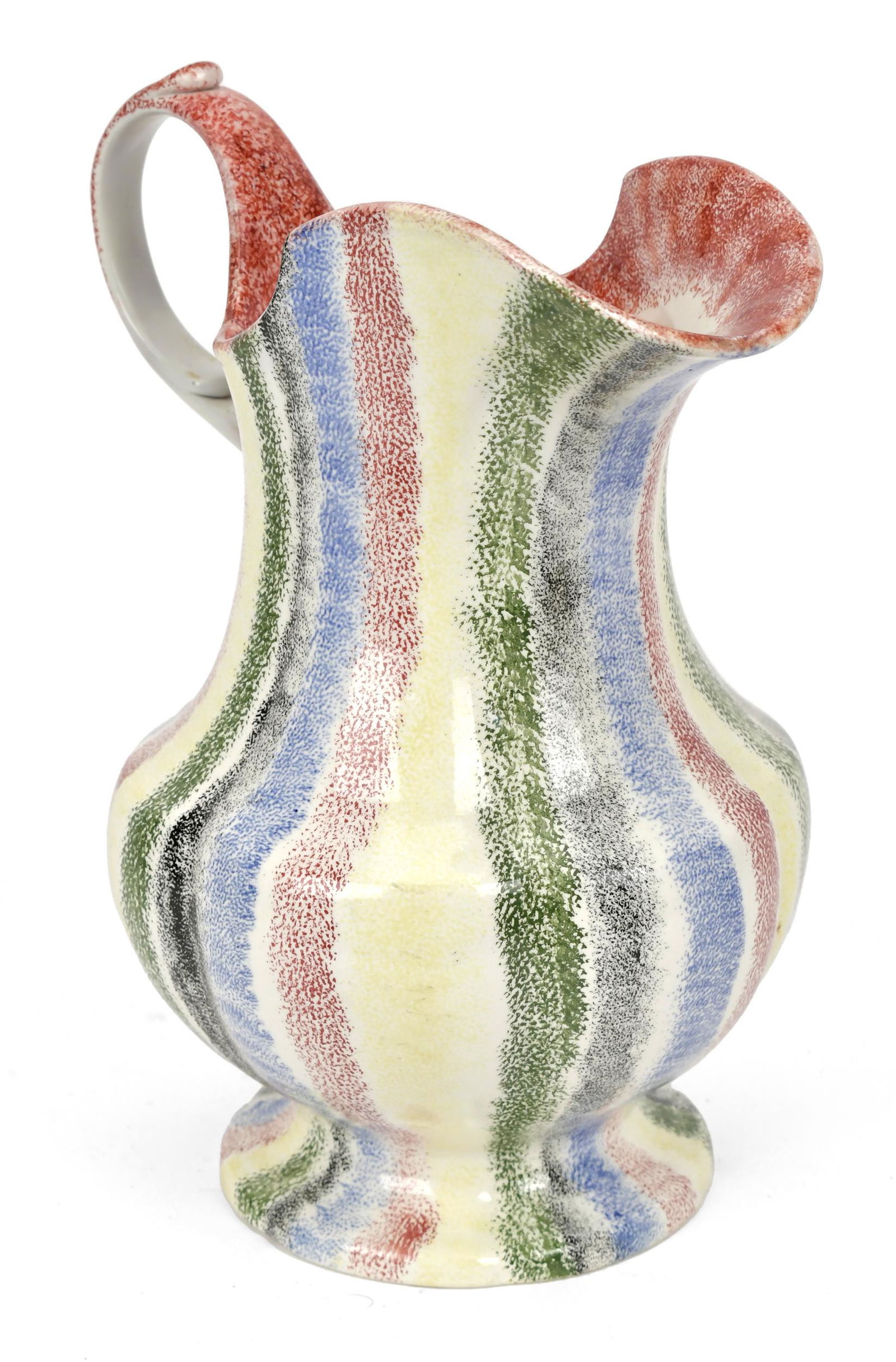 RARE RAINBOW SPATTERWARE PITCHER. (1 of 6)