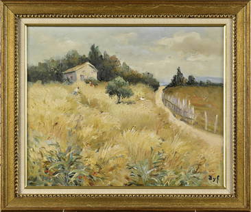 MARCEL DYF OIL, WITH 1959 BILL OF SALE FROM ARTIST.: Marcel Dyf (France, 1899 - 1985) oil on canvas, â€œChamp de BlÃ© (Field of Wheat)&rdquo;, signed lower right Dyf. Includes original bill of sale from artist to Mr. & Mrs. Koch, dated June 20 195