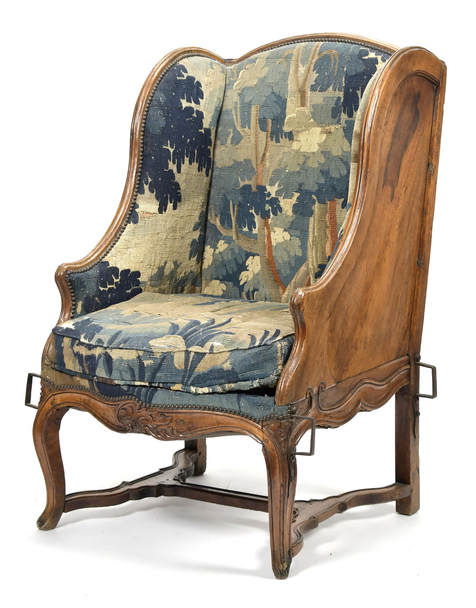 FINE 18TH C. FRENCH WALNUT TAPESTRY SEAT ARMCHAIR. (1 of 8)