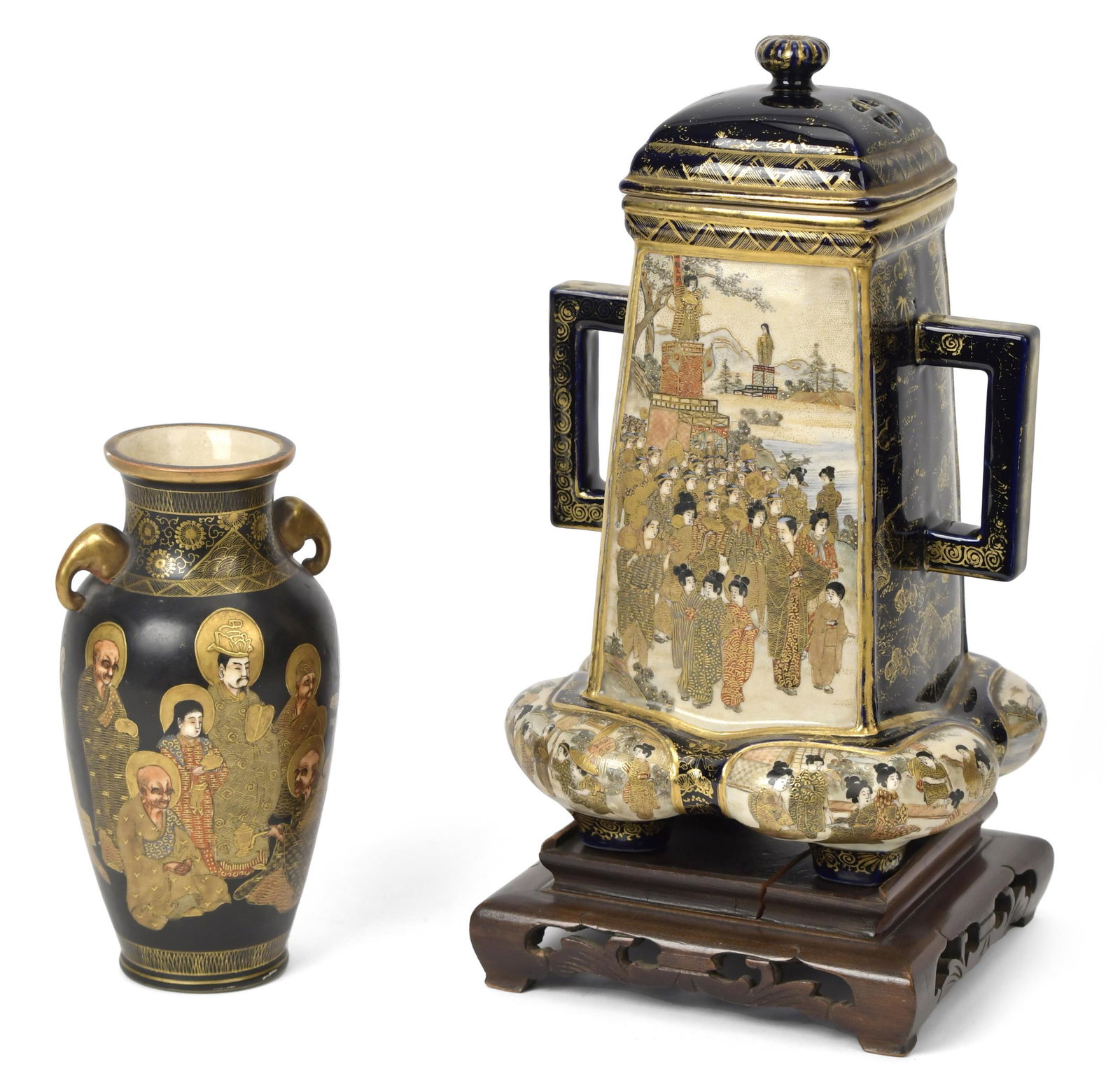 JAPANESE MEJI SATSUMA, TWO PIECES. (1 of 9)