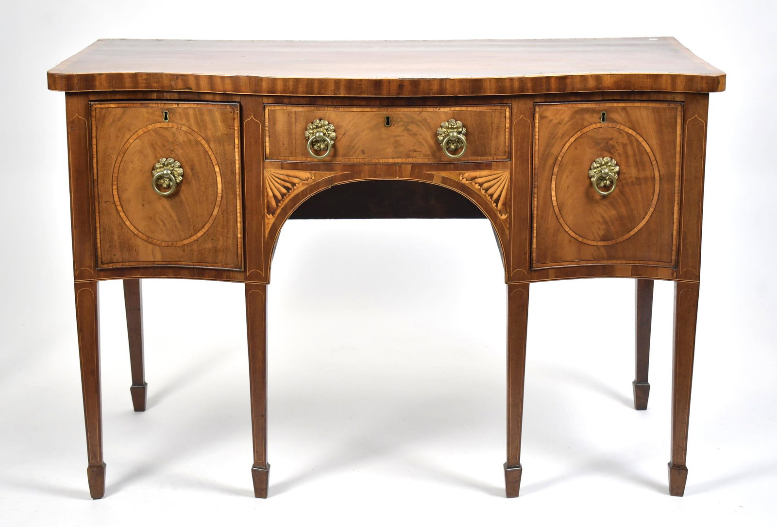 19TH C. ENGLISH INLAID MAHOGANY SIDEBOARD. (1 of 13)