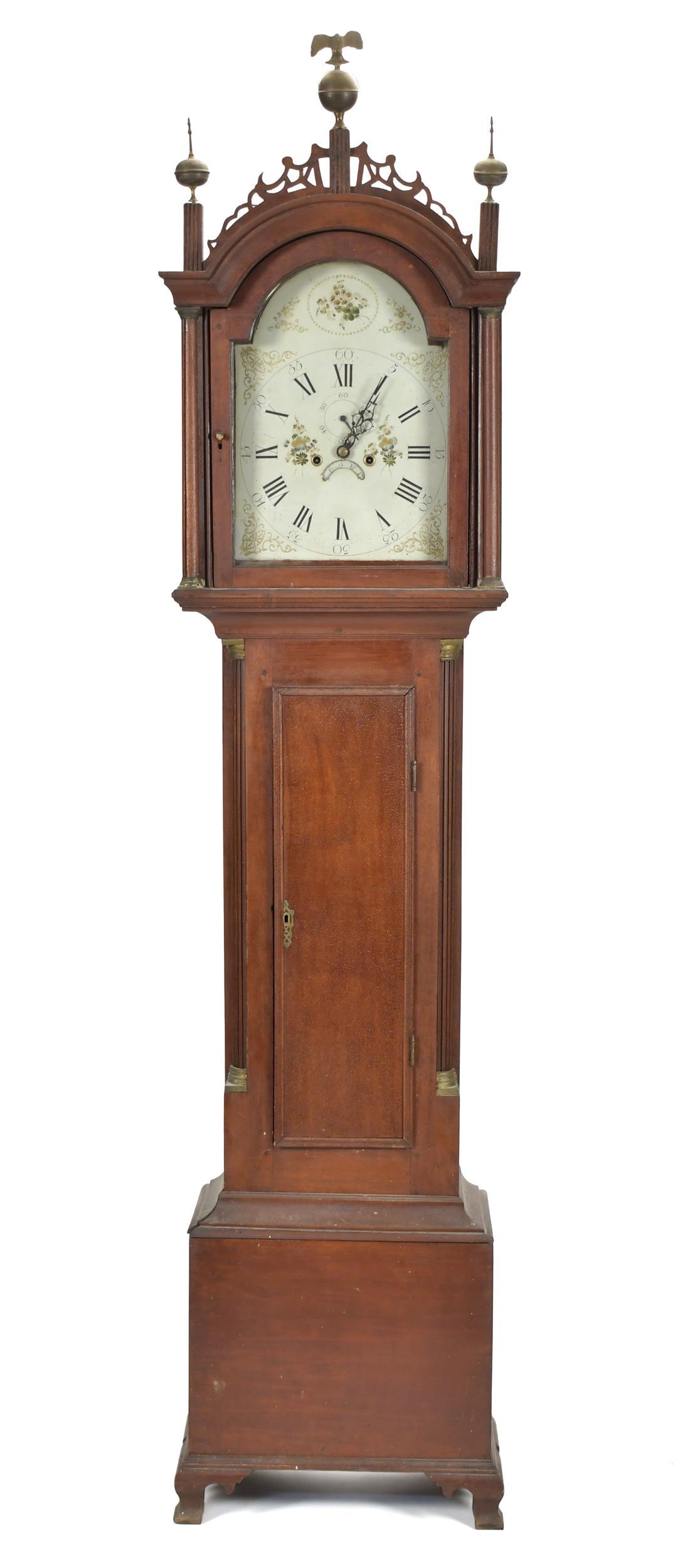 DAVID YOUNG LABELLED FEDERAL NH CHERRY TALL CLOCK. (1 of 18)