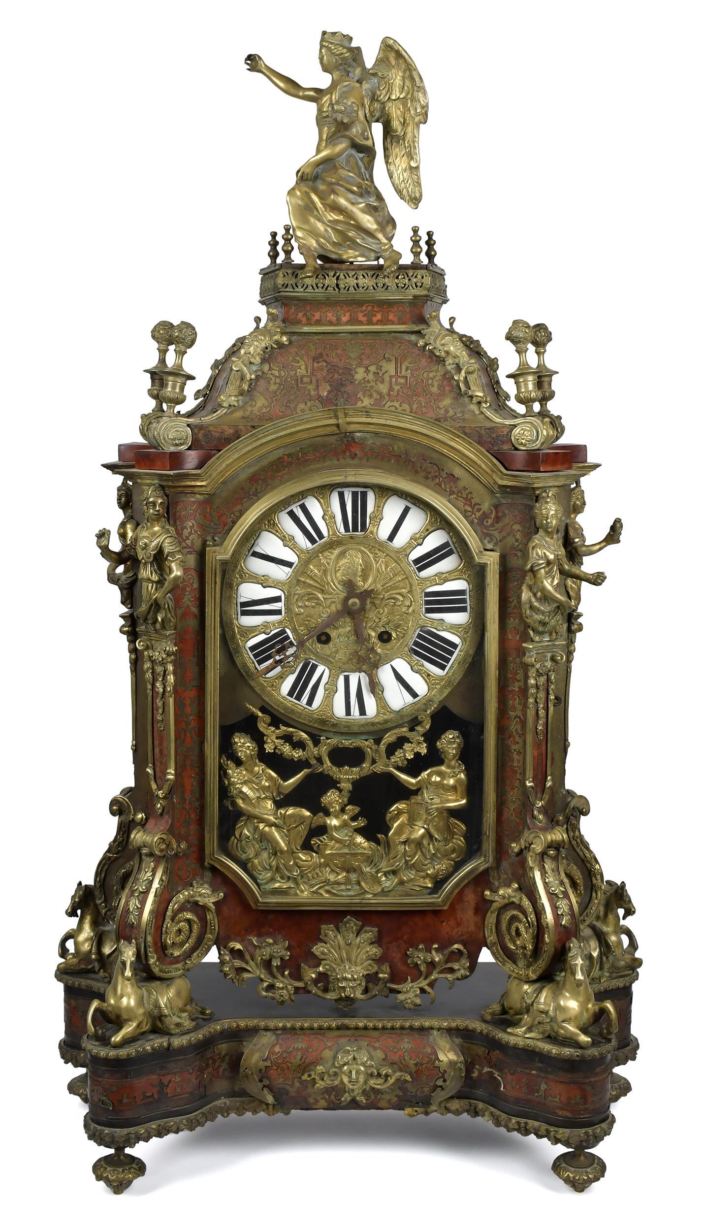 FRENCH 19TH C. LOUIS XV BRONZE BOULLE MANTLE CLOCK. (1 of 8)