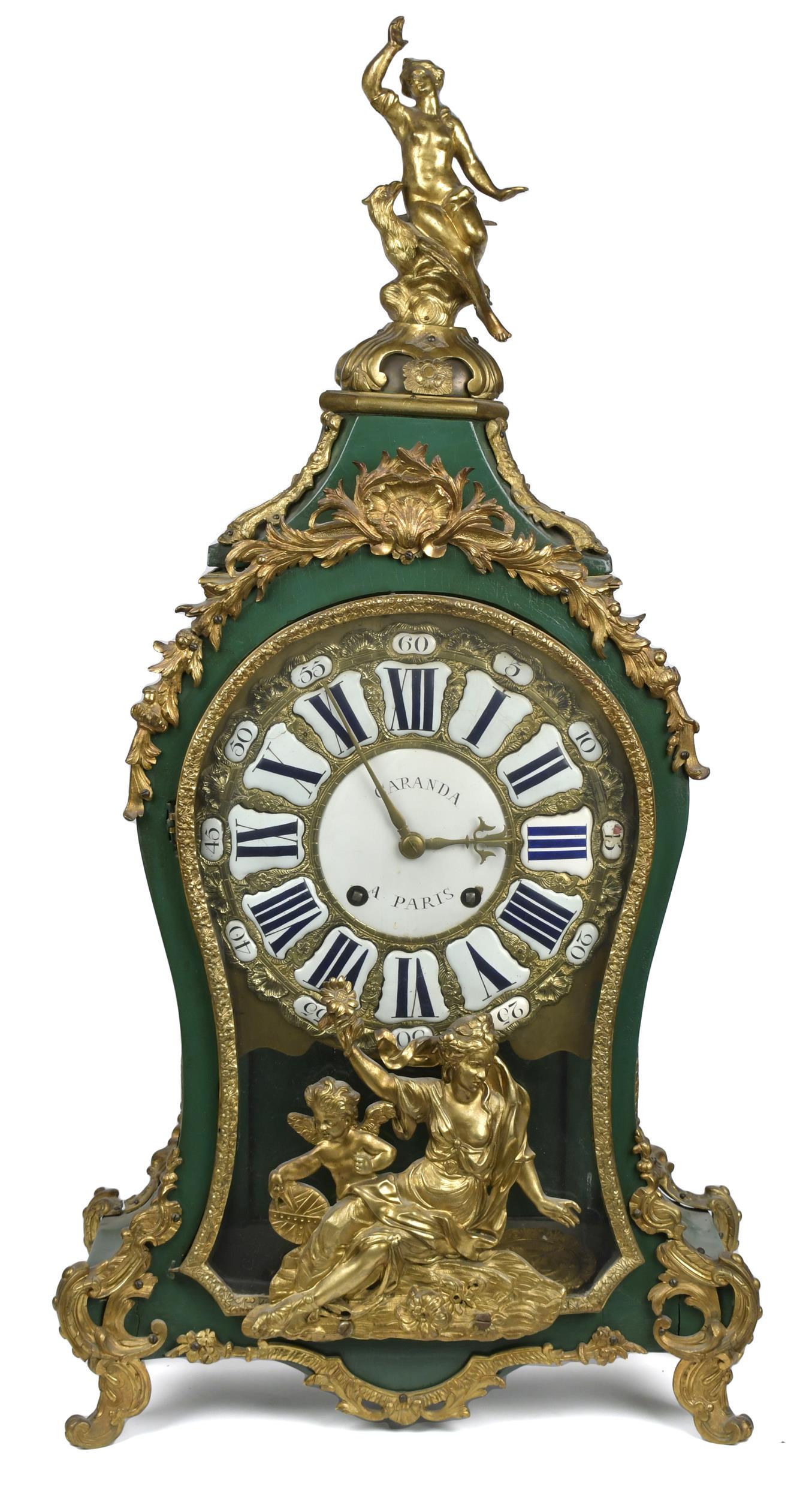 19TH C. FRENCH PAINTED BRONZE BRACKET CLOCK. (1 of 14)