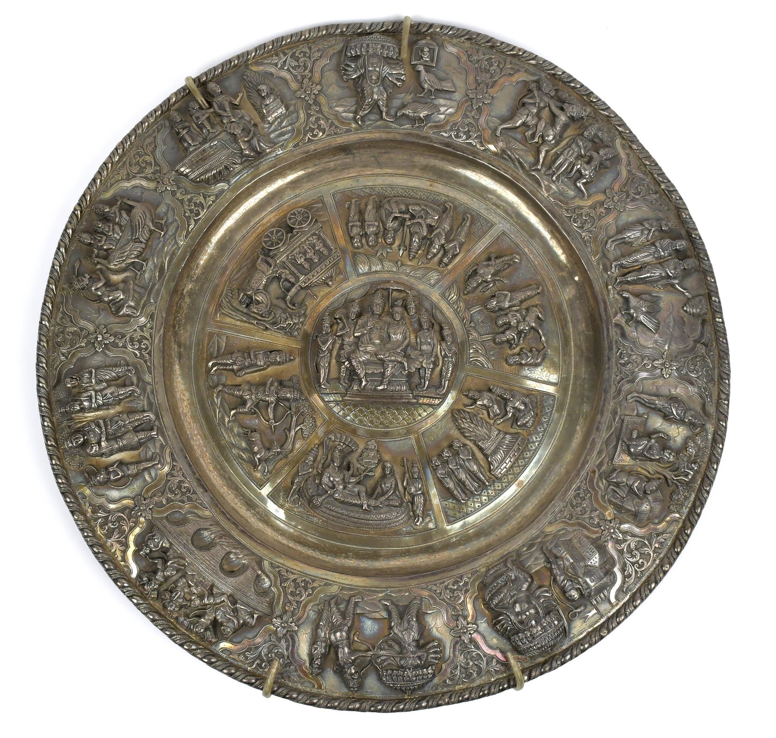 ANTIQUE EASTERN CEREMONIAL SILVER DISH. (1 of 8)