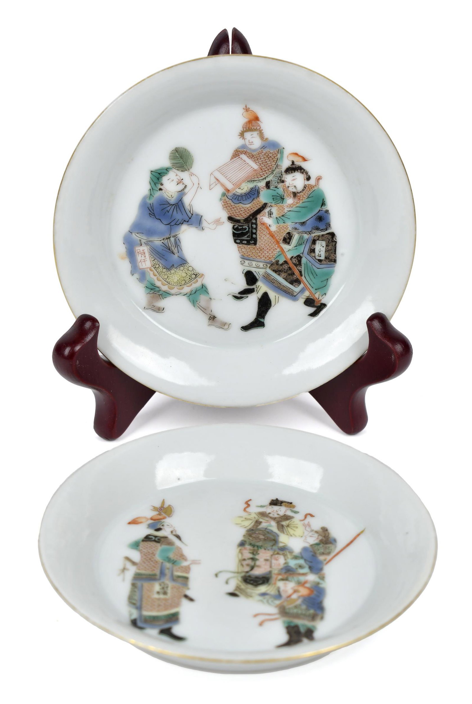 TWO ANTIQUE SIGNED PORCELAIN PLATES. (1 of 10)
