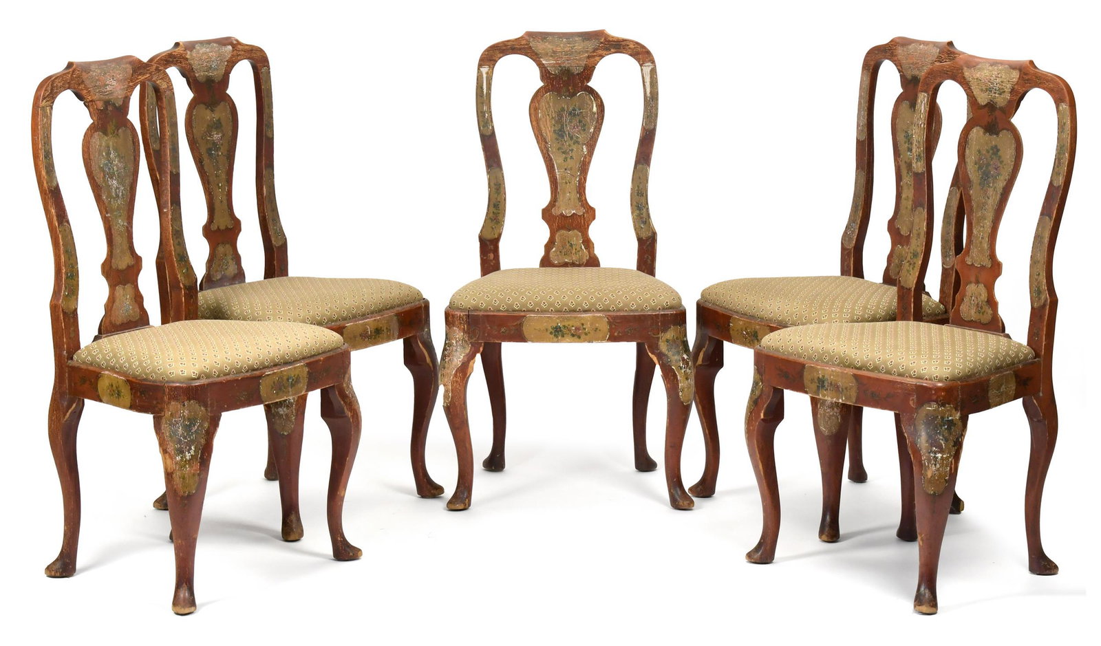 SET OF PAINTED ITALIAN Q.A. STYLE CHAIRS. (1 of 12)